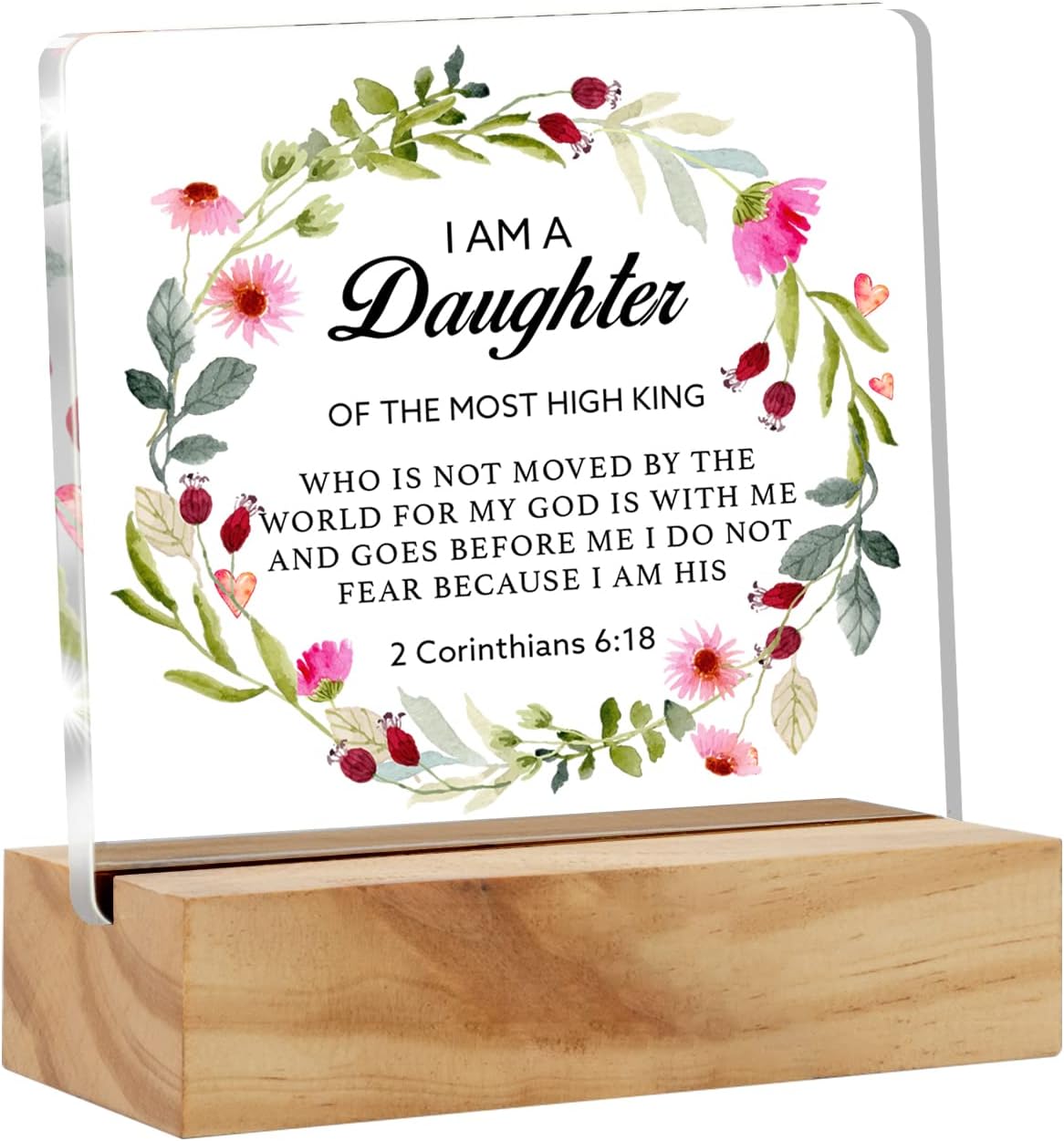 Regalos cristianos inspiradores con versículo bíblico, decoración de escritorio con texto en inglés “I am a daughter of the most high king” (I am a