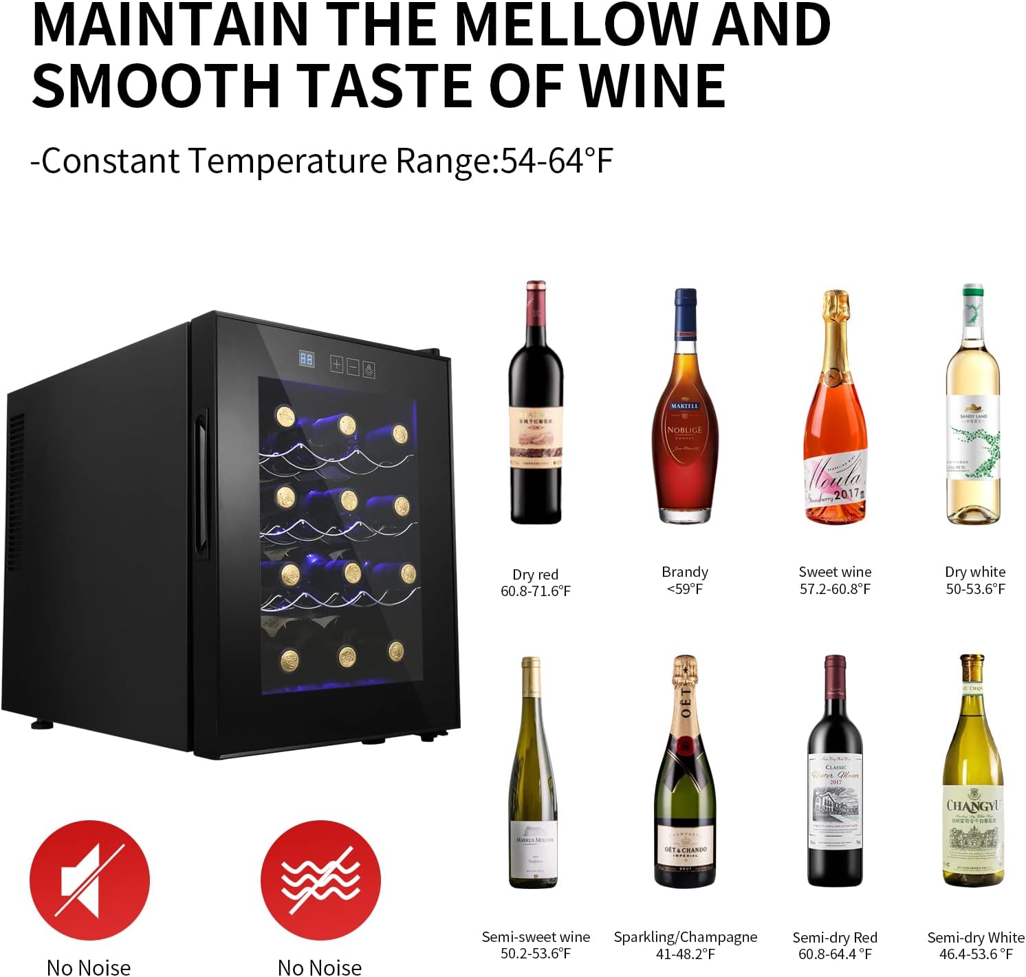 Refrigerador de vino de 12 botellas, mini refrigerador de vino compacto con control de temperatura digital, enfriador termoeléctrico de