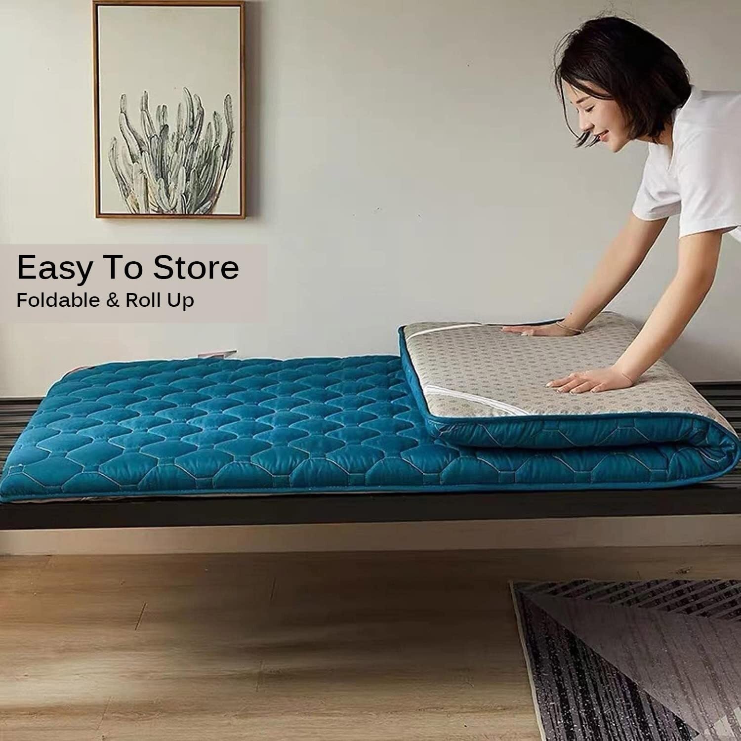 Almohadilla de colchón de algodón para piso, tapete plegable de tatami, colchón de futón portátil, colchón de suelo japonés con parte inferior