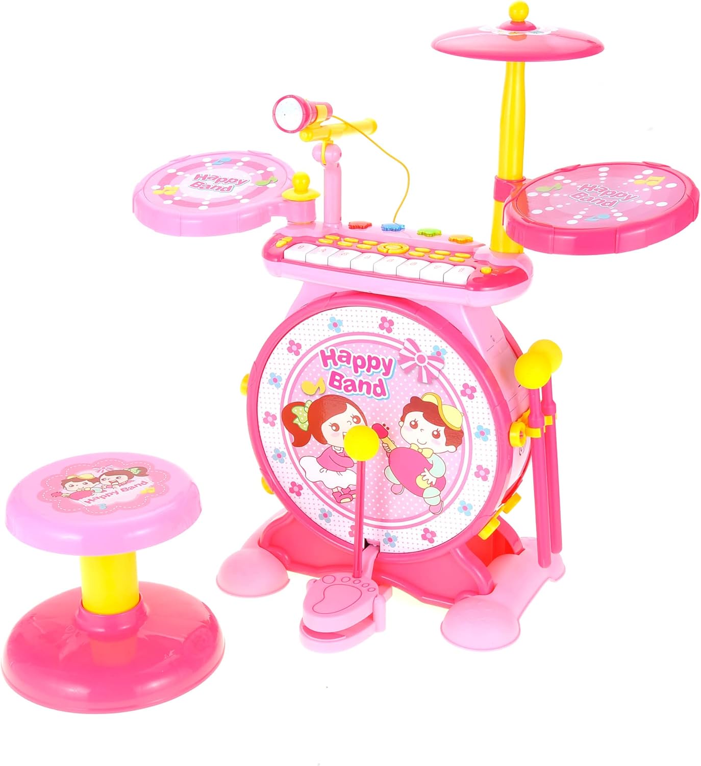 PowerTRC Juego de teclado y batería 2 en 1 de lujo para niños  El juego de instrumentos musicales para niños viene con juego de batería, piano y