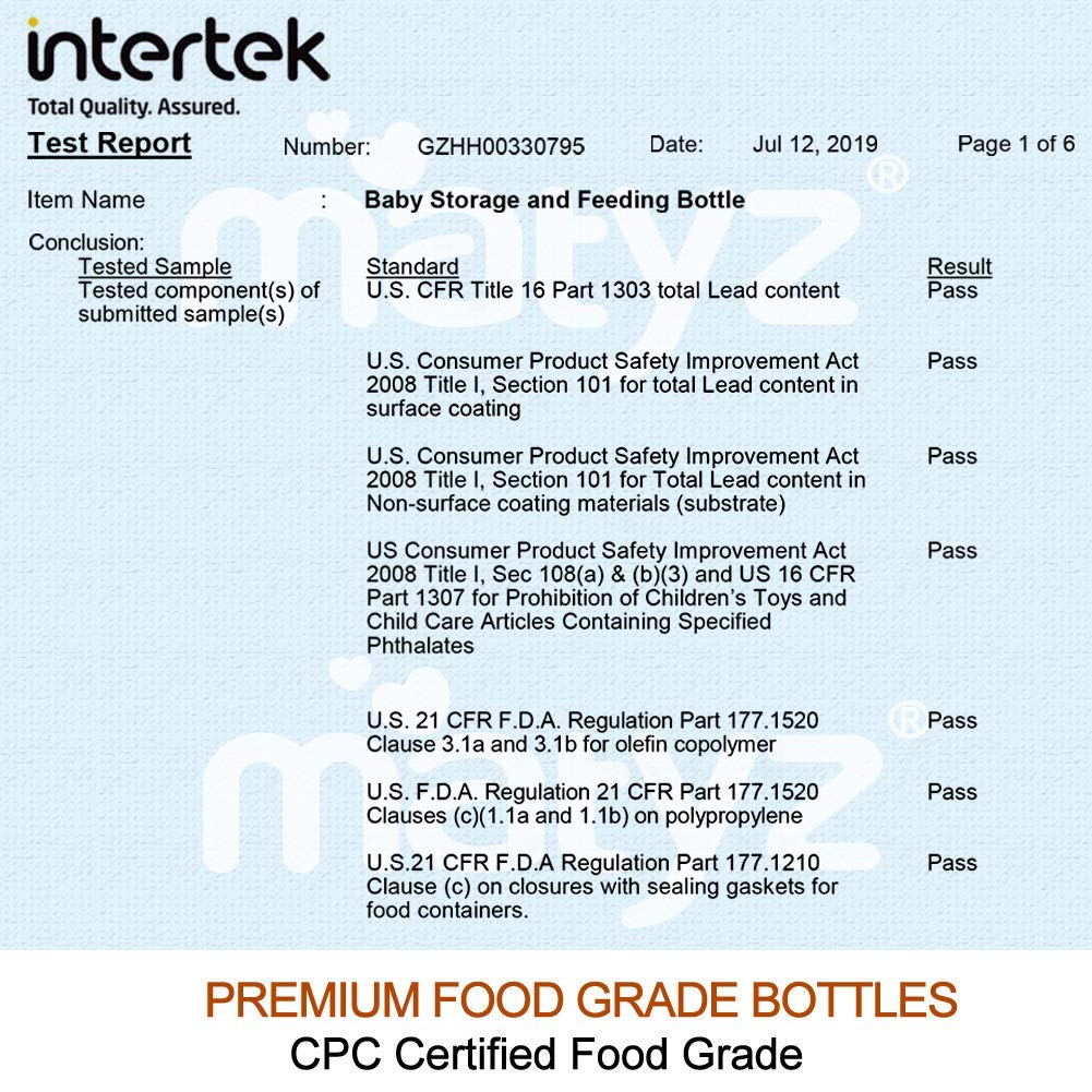 Matyz Paquete de 4 botellas de almacenamiento de leche materna con tapas (verde, 6 onzas cada una), botella de almacenamiento de recolección de