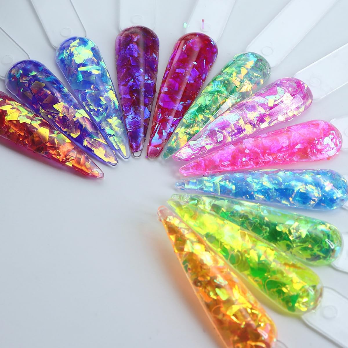 Decoración holográfica de sirena para uñas con lentejuelas iridiscentes con purpurina, 2 cajas brillantes de escoria de hielo brillante y