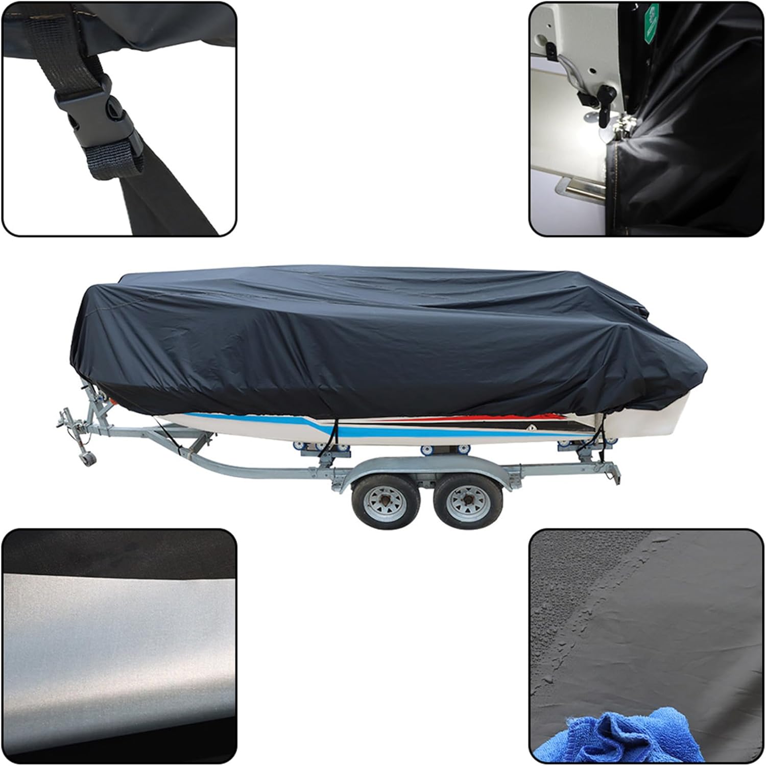 210D – Funda de tela Oxford de 14 a 16 pies, impermeable, resistente, repuesto para pesca, esquí, lubina, casco V, color negro