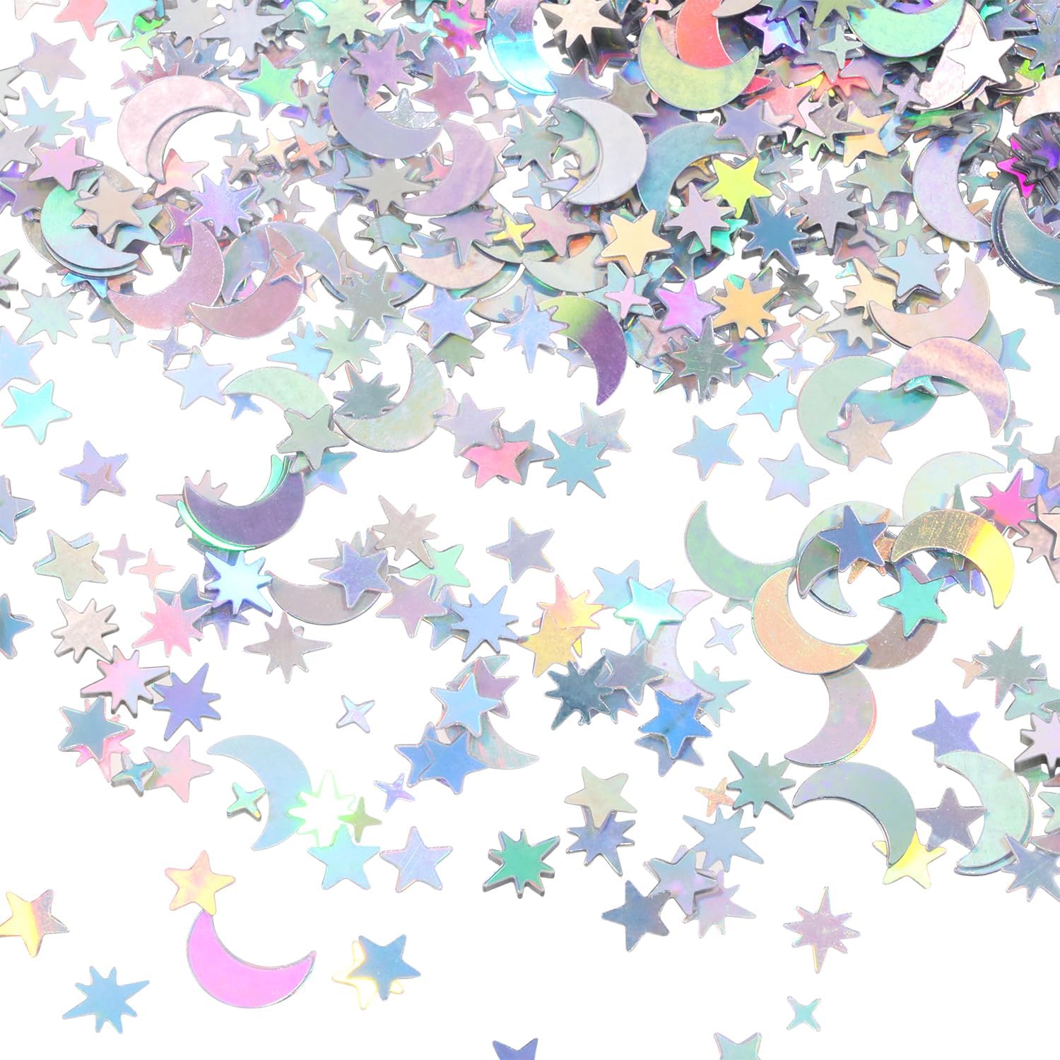 Decoración de confeti de mesa con purpurina y estrella de luna, confeti de mesa, decoración de estrella lunar para cumpleaños, boda, tema de papel