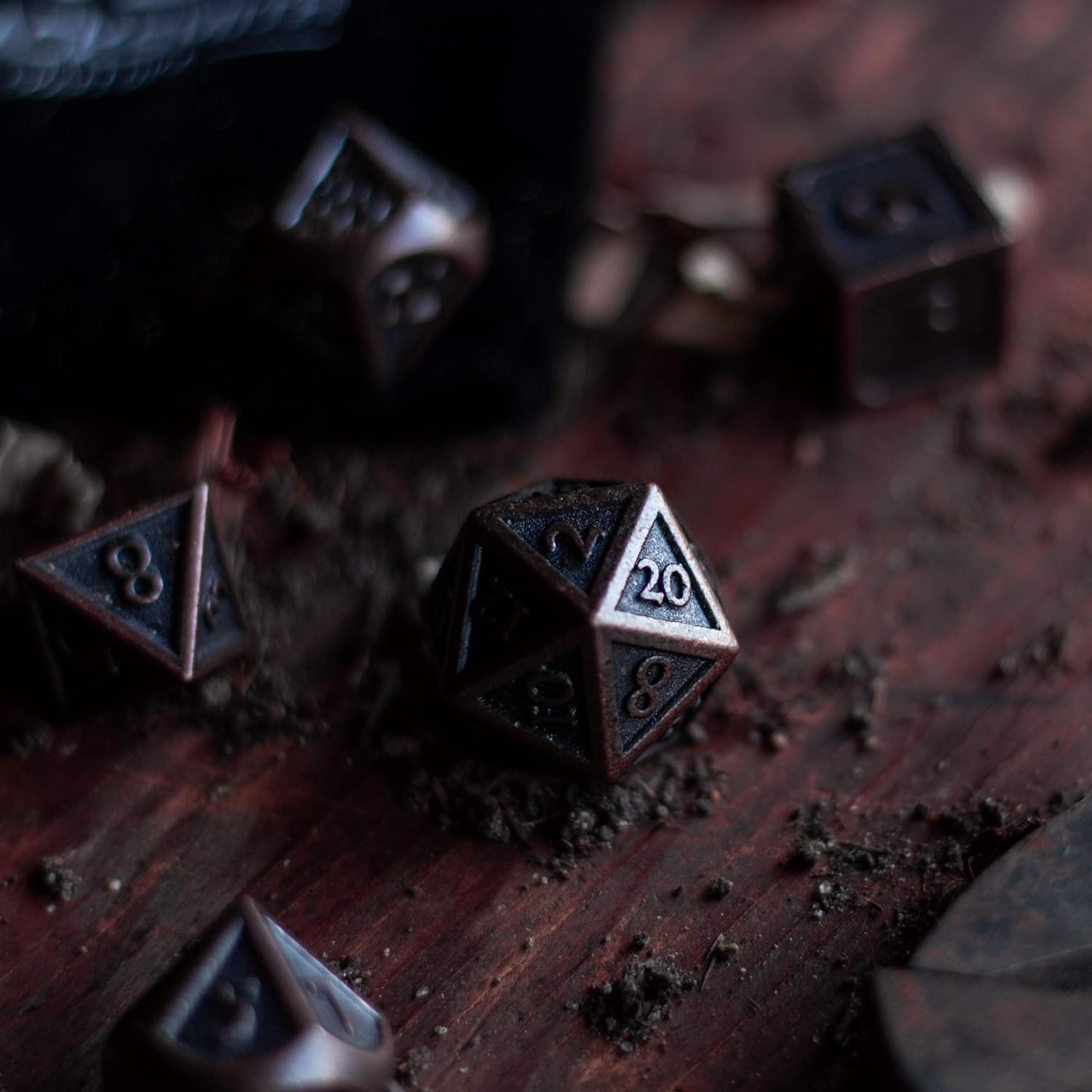 Juego de dados de metal DND, 7 piezas, juego de dados de metal indestructibles con bolsa de dados juego de dados D&D (juego de dados de mazmorras y