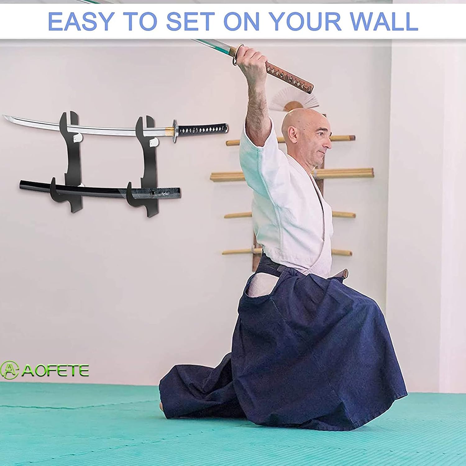 Soporte para espadas, 1 par de ganchos de espada de acrílico, ajustable, para Katana Wakizashi Tanto Genji