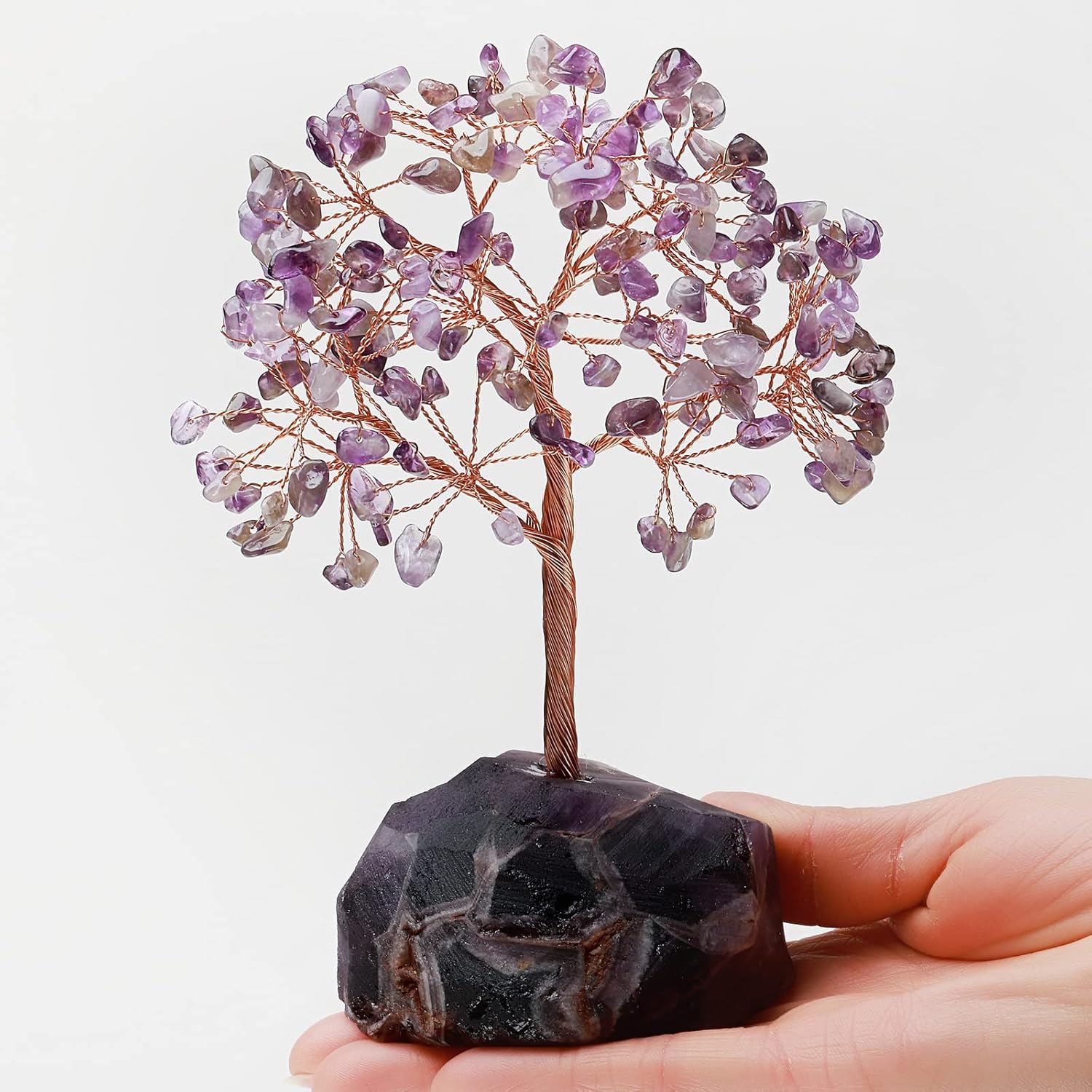Amethyst Healing Crystals Stones Tree Natural Dream Amethyst Original Stone Base Copper Wire Tree Life Money Trees Feng Shui Reiki Spiritual Energy