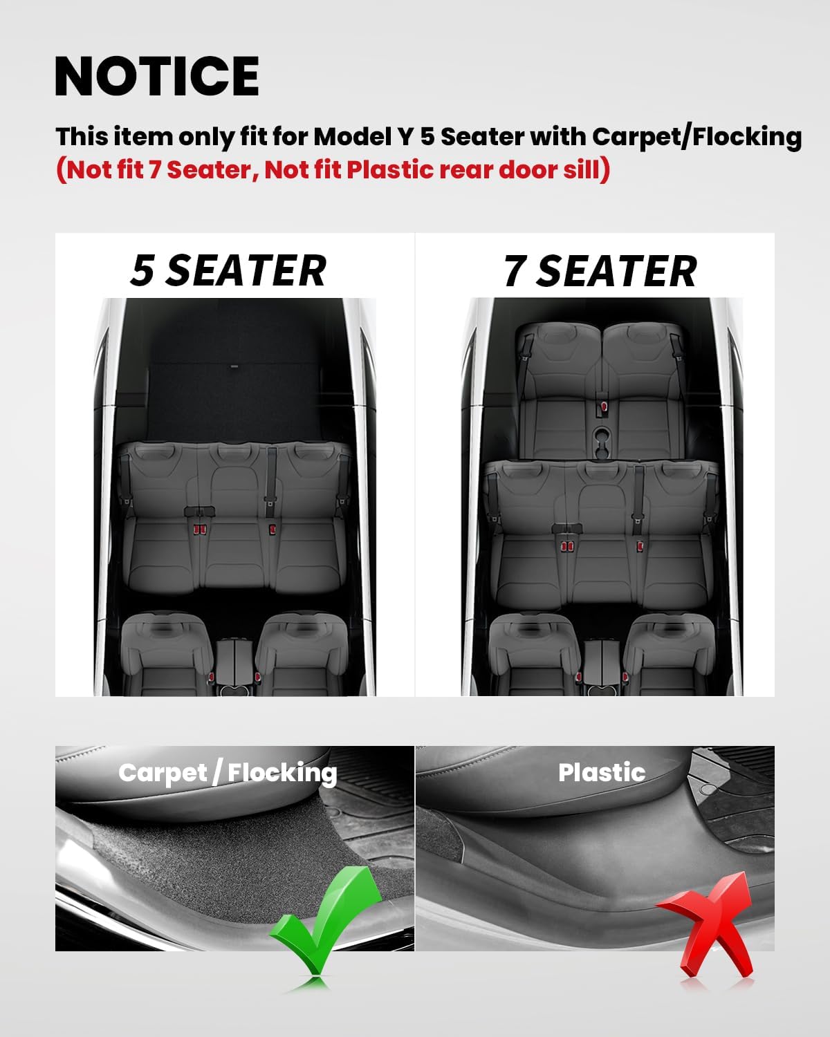 LASFIT Protector de umbral de puerta trasera para Tesla Modelo Y 2020-2023, protector de entrada de puerta de 5 plazas, accesorios de placa de