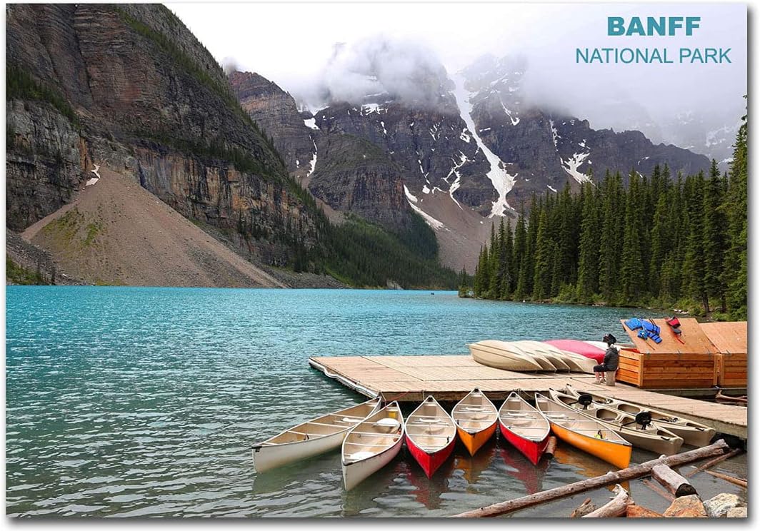 Banff, Canadá, Moraine Lake and Canoes Travel Refrigerator Magnet Tamaño 2.5″ x 3.5″