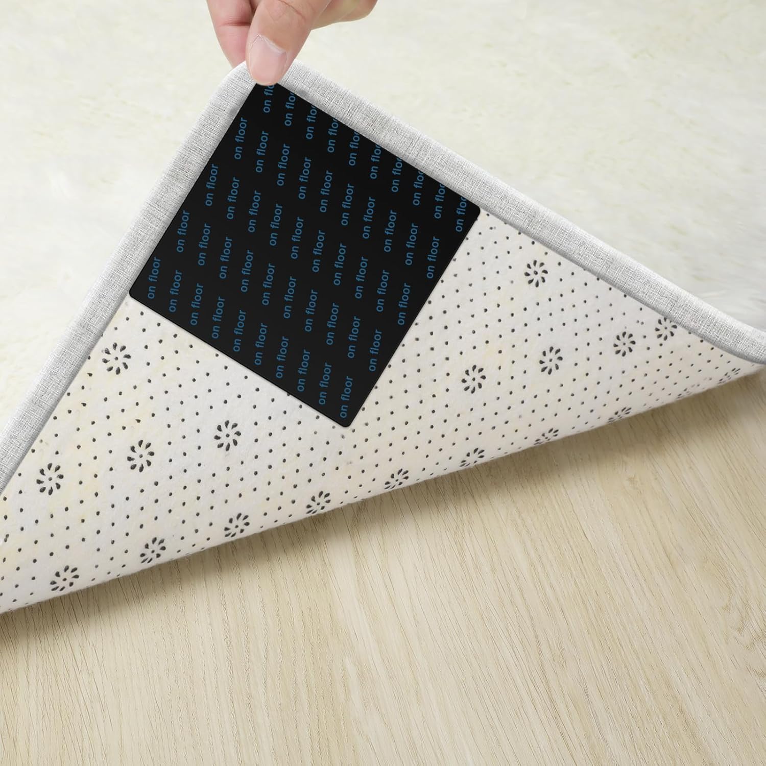 16 almohadillas antideslizantes para alfombras debajo de la alfombra, para suelos de madera dura y azulejos, agarre adhesivo de doble cara, cinta