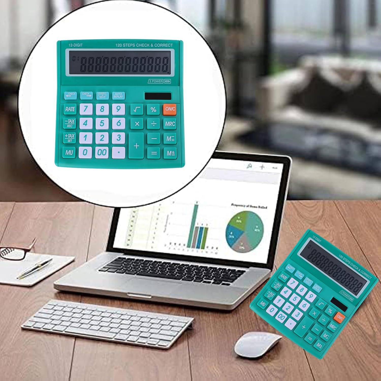 Calculadora de escritorio de oficina de 12 dígitos con energía solar y pantalla LCD HD fácil de leer, botones grandes, para asuntos financieros,