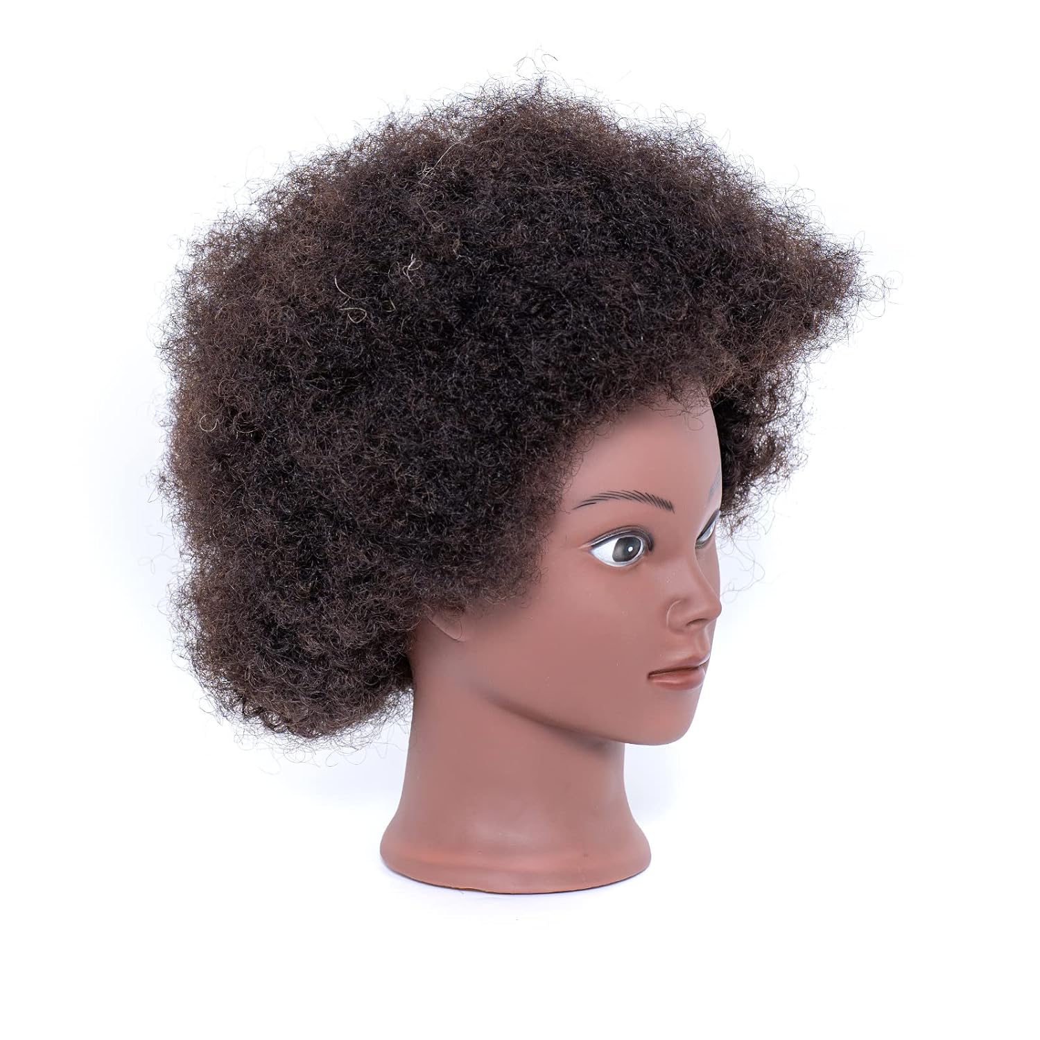 Cabeza de maniquí afro 100% pelo real, cabeza de entrenamiento para peinar cabeza trenzada, cabeza de muñeca para practicar trenzas y trenzas