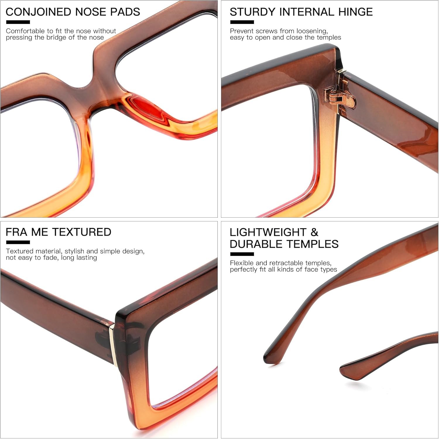 Melpomenia Gafas de luz azul de gran tamaño para mujer, gafas de marco grande de moda, gafas sin receta