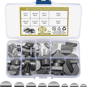 Woodruff – Kit surtido de llaves, 80 llaves métricas de madera, llaves de media luna, juego de llaves de semicírculo de media luna, llave de Woodruff – Kit surtido de llaves, 80 llaves métricas de madera, llaves de media luna, juego de llaves de semicírculo de media luna, llave de