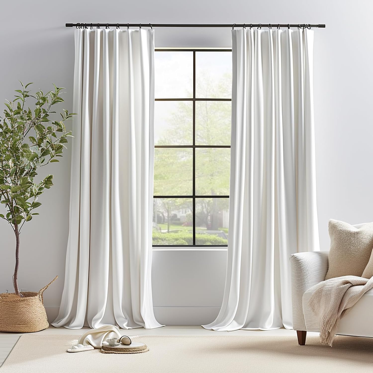 COLLACT Cortinas de terciopelo blanco para dormitoriosala de estar, cortinas filtrantes de luz de 108 pulgadas de largo, con aislamiento térmico, de