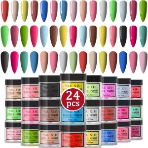 NAUXIU Juego de polvos acrílicos de 24 colores, polvo de uñas acrílico para uñas en polvo acrílico, diseño de arte, regalos de Navidad para mujeres NAUXIU Juego de polvos acrílicos de 24 colores, polvo de uñas acrílico para uñas en polvo acrílico, diseño de arte, regalos de Navidad para mujeres