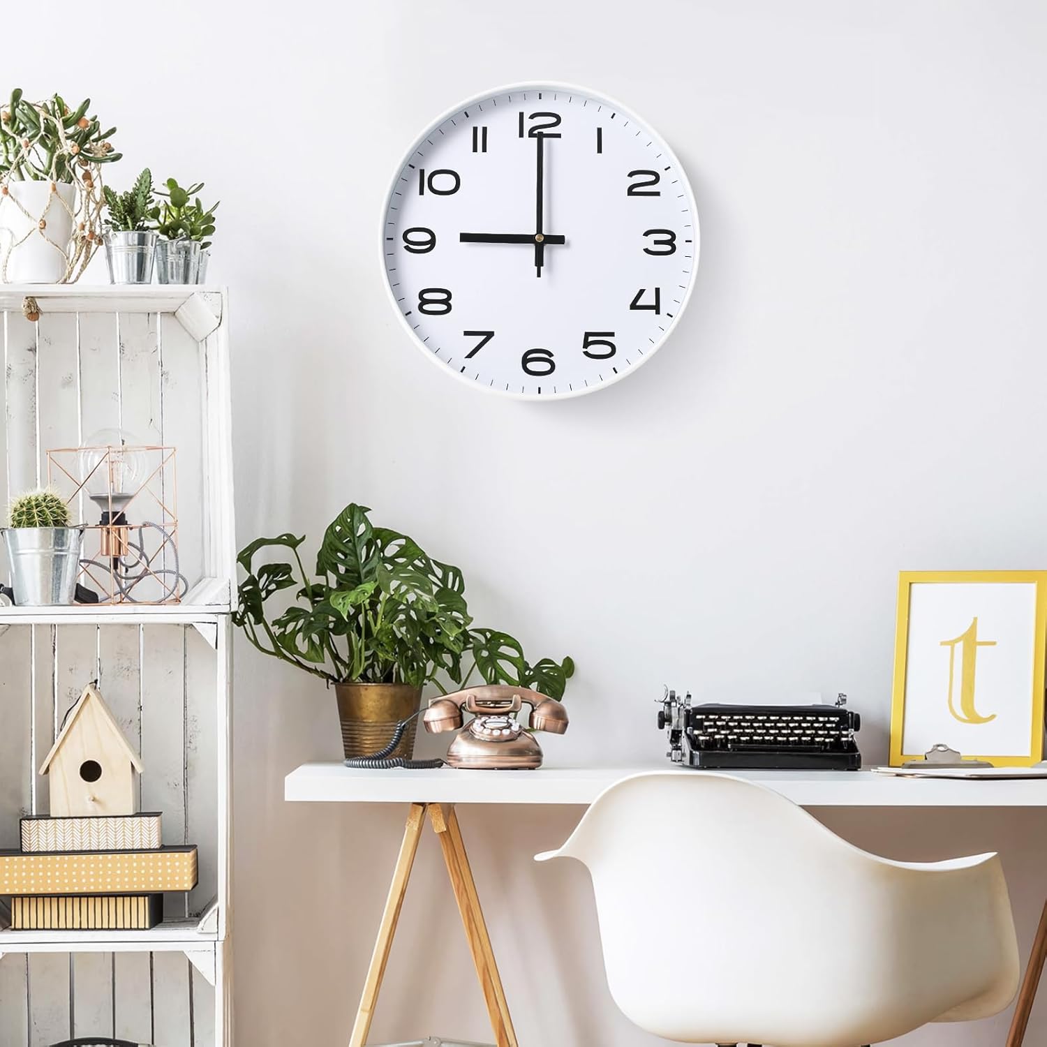 Reloj de pared de 10 pulgadas silencioso sin tictac – Reloj de pared digital a pilas para sala de estar, dormitorio, cocina, oficina, decoración de
