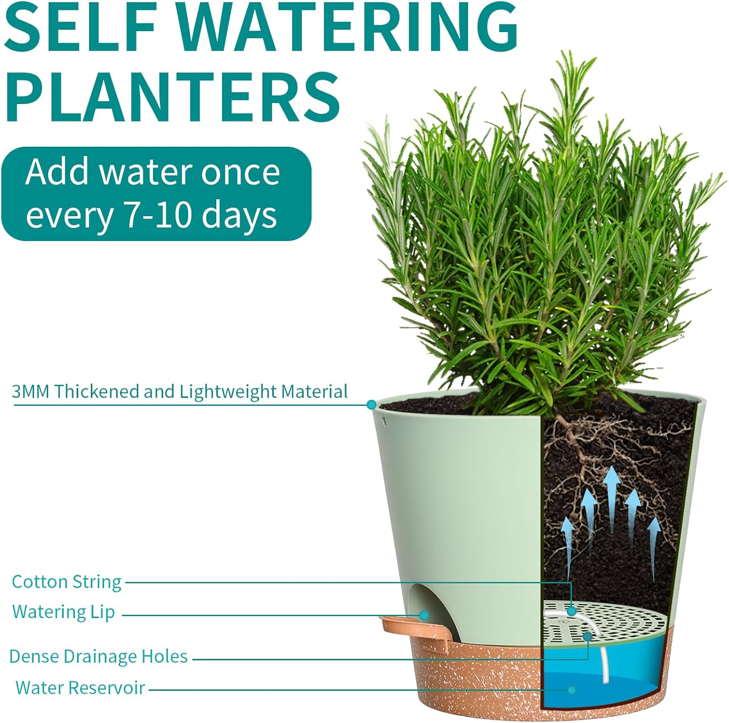 SFENNGPET Macetas colgantes con autorriego, paquete de 3 macetas colgantes para plantas de interior y exterior, cestas colgantes con agujeros de
