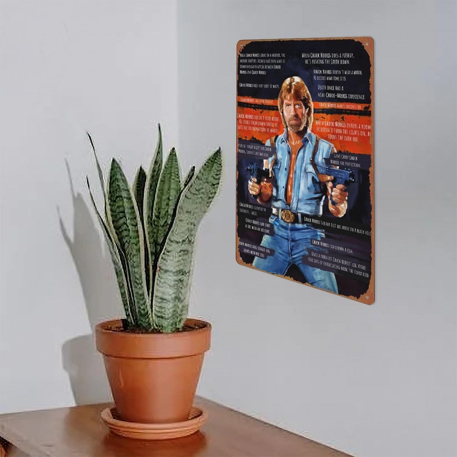 Chuck Norris Memes – Pósteres de lata retro de metal para bar, pub, cafeterías, decoración de pared, 8 x 12 pulgadas (7.9 x 11.8 in)