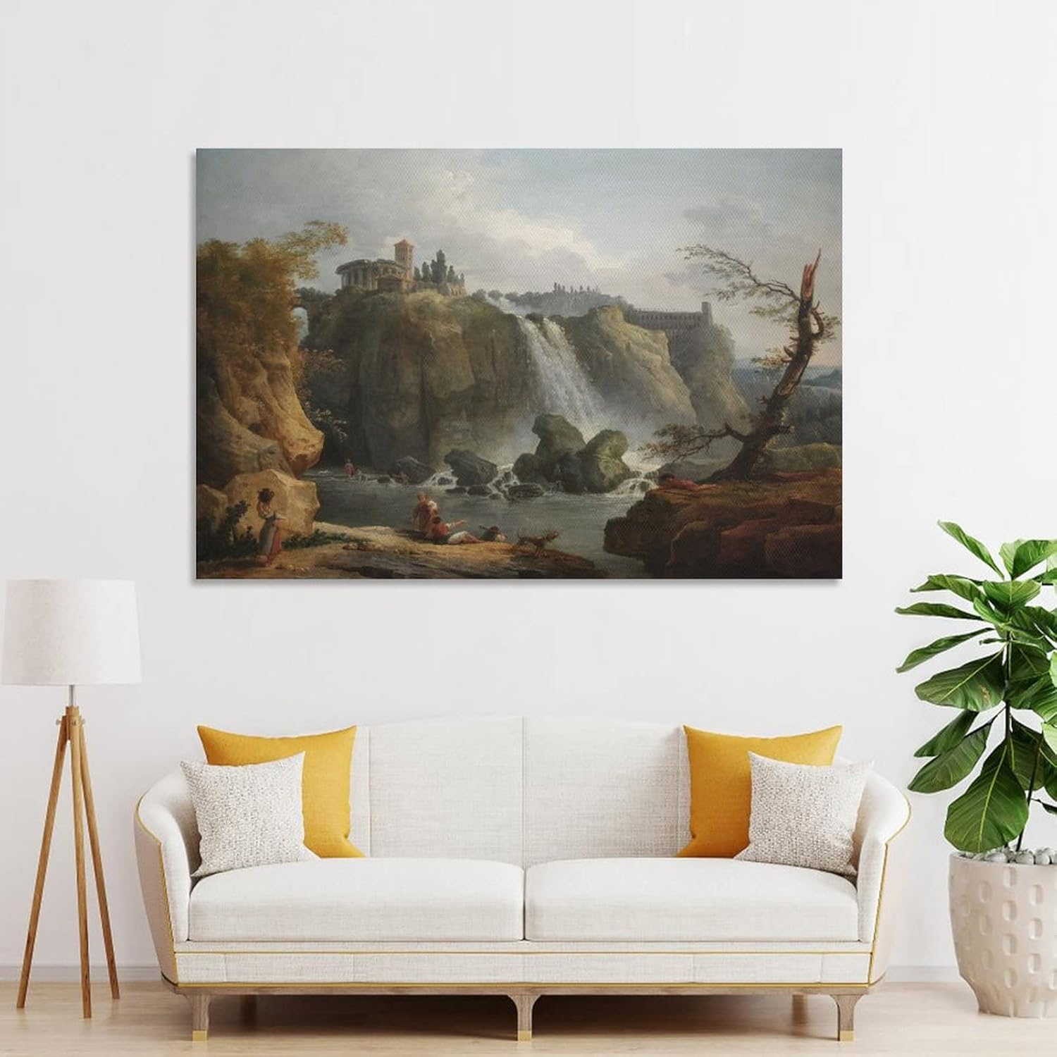 Hubert Robert – The Falls of Tivoli, 1768 Canvas Art Poster and Wall Art Picture Print Modern Family Bedroom Decor Posters 16x24inch(40x60cm)