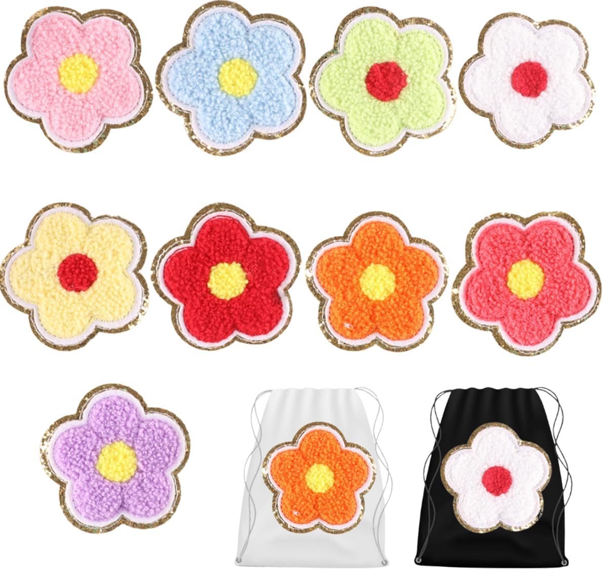 Parches para planchar con flores bordadas para coserplanchar en parches de flores bordadas, parches de flora de chenilla, parches bordados para