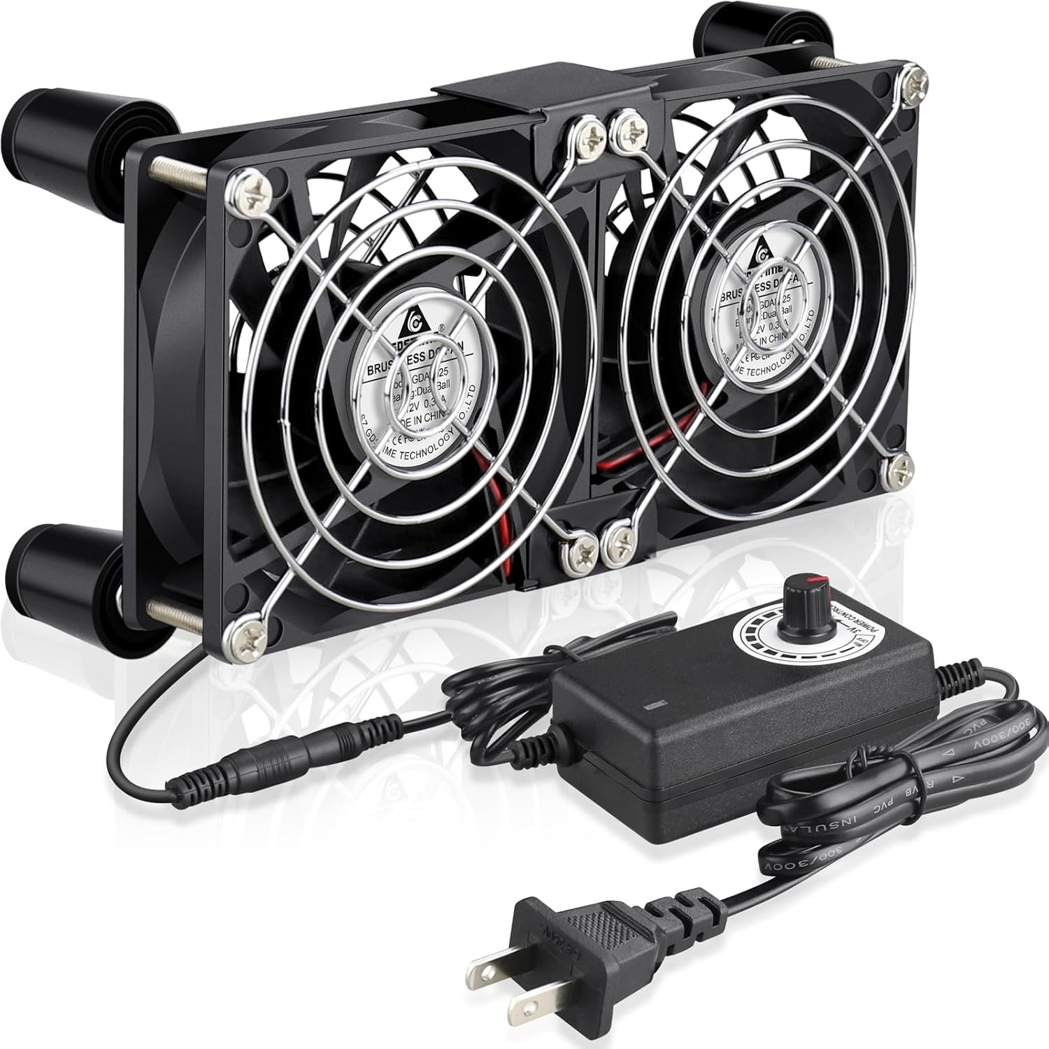 GDSTIME Ventilador de computadora de 3.150 in x 0.984 in con enchufe de CA 100V – 240V Ventilador de velocidad variable para módem router receptor