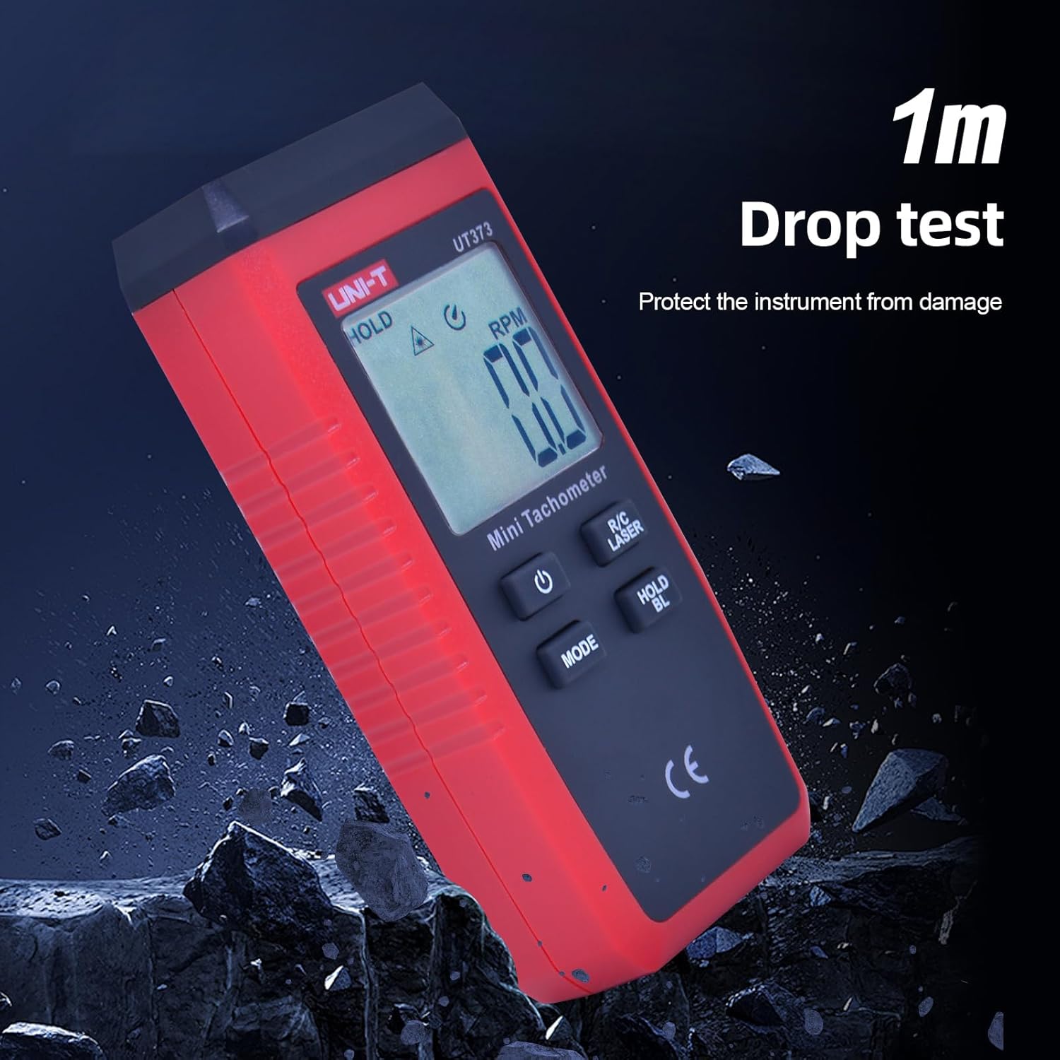 UNI-T Mini tacómetro digital sin contacto LCD tacómetro RPM rango 10-99999RPM tacómetro odómetro Kmh retroiluminación, UT373