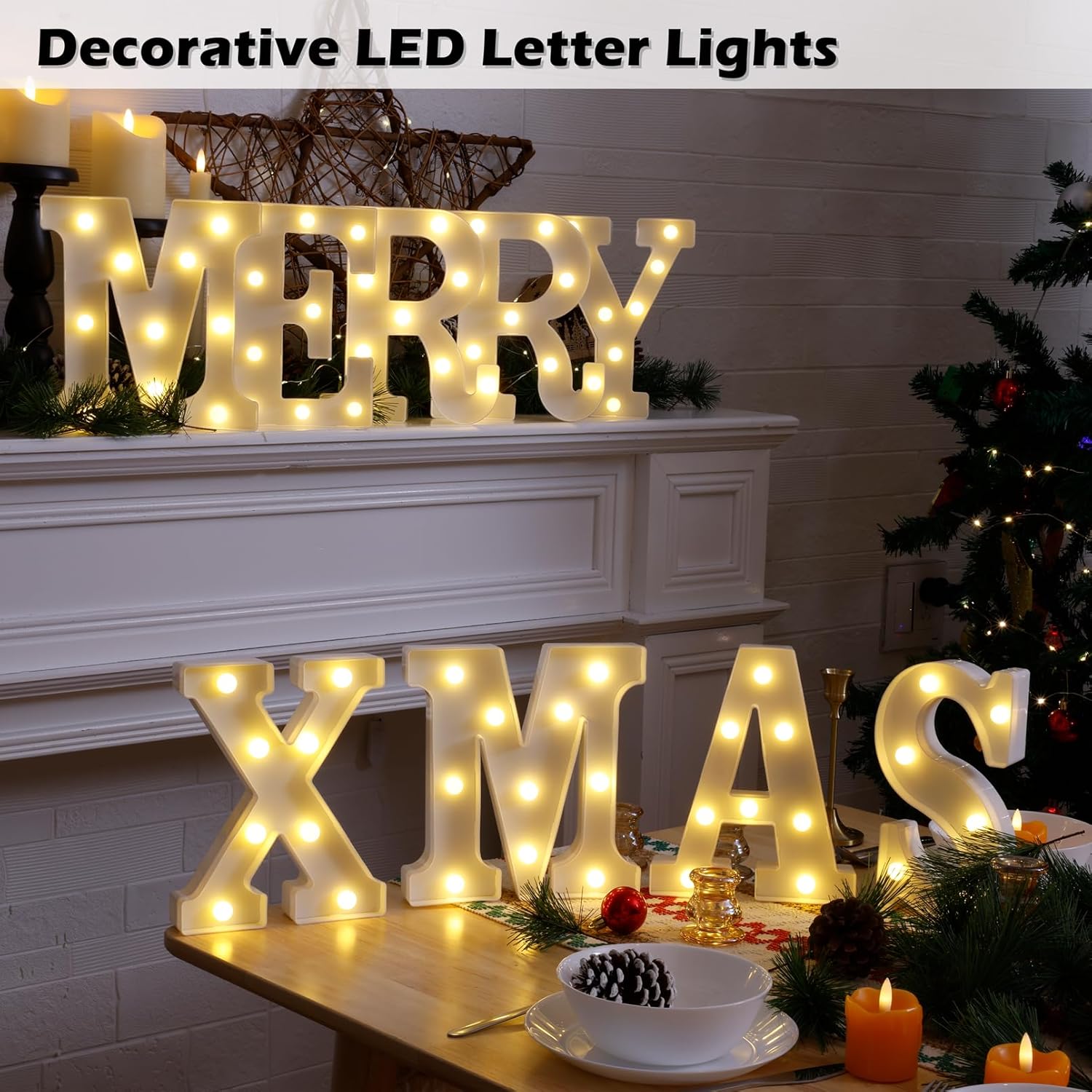 Letrero LED de marquesina, letrero luminoso de 26 letras del alfabeto, letras LED que funcionan con pilas, para luz nocturna, bodas, cumpleaños,