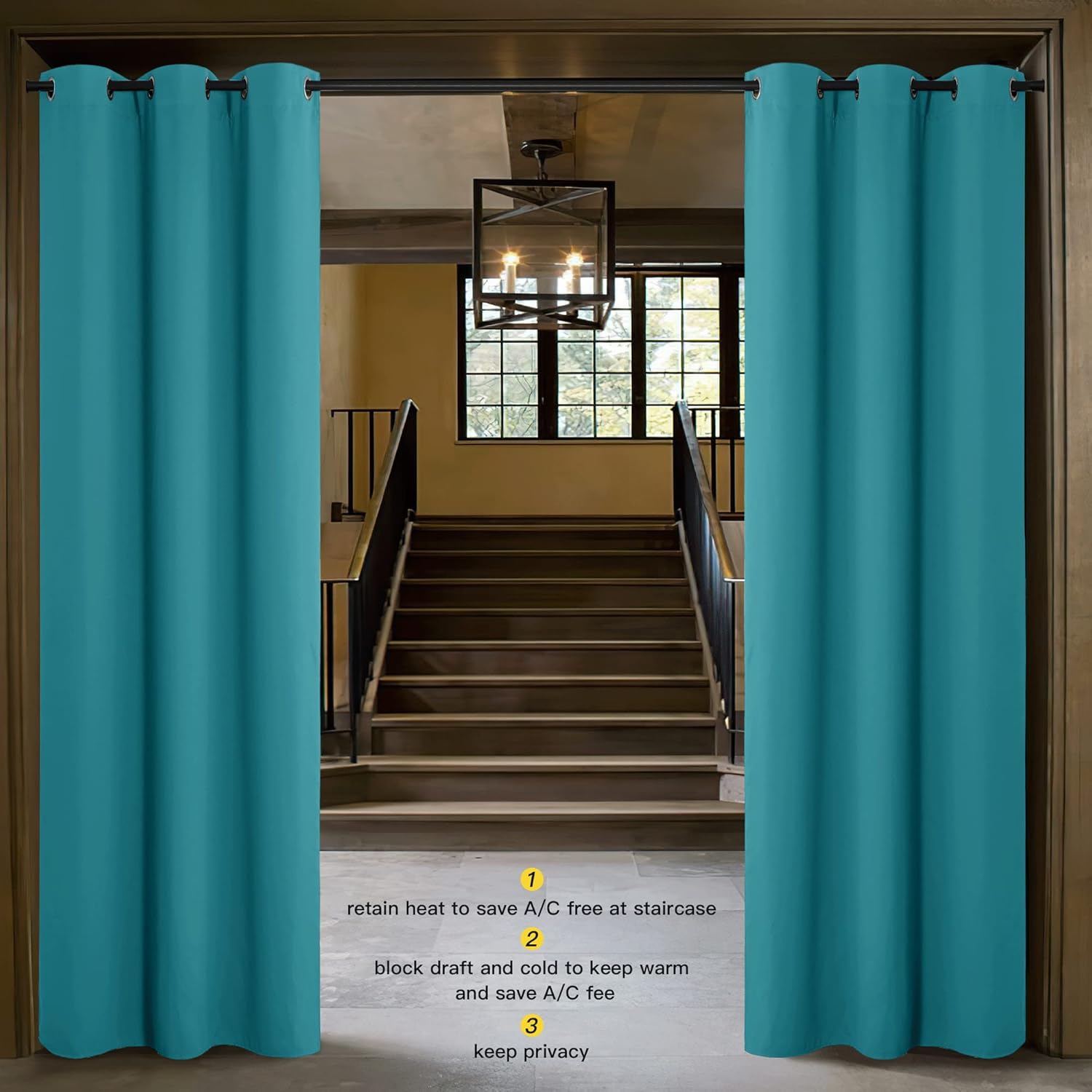 NICETOWN Cortinas opacas reductoras de sonido, para división de habitación y puerta de patio, con función de aislamiento térmico para puerta
