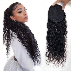 Alisfeel Extensiones de cola de caballo de cabello humano ondulado natural para mujeres negras, extensión de cola de caballo con cordón, 3.53 onzas Alisfeel Extensiones de cola de caballo de cabello humano ondulado natural para mujeres negras, extensión de cola de caballo con cordón, 3.53 onzas