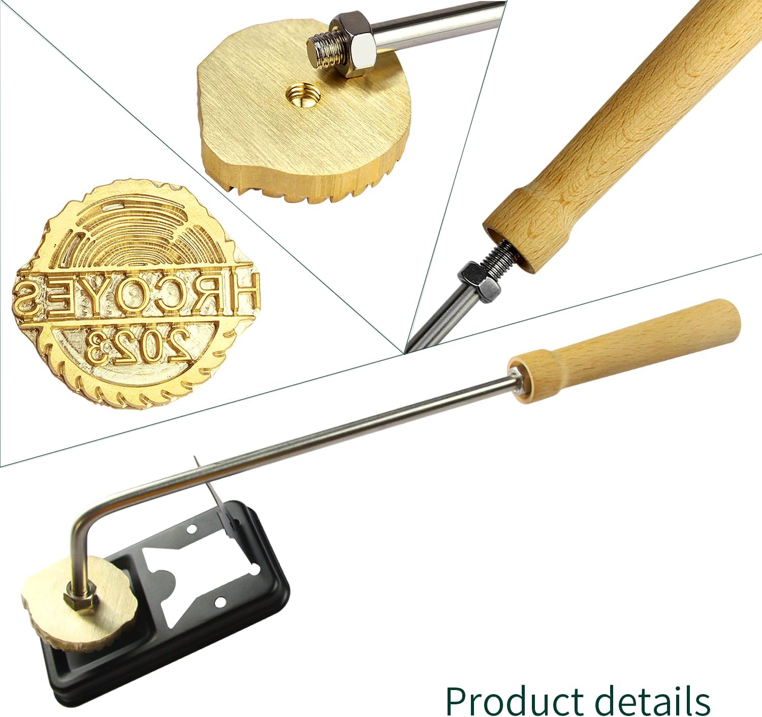 Sello de marca de madera personalizado con logotipo personalizado, sello de quemado de alimentos, pastel, hamburguesa, piel de coco, sello de marca