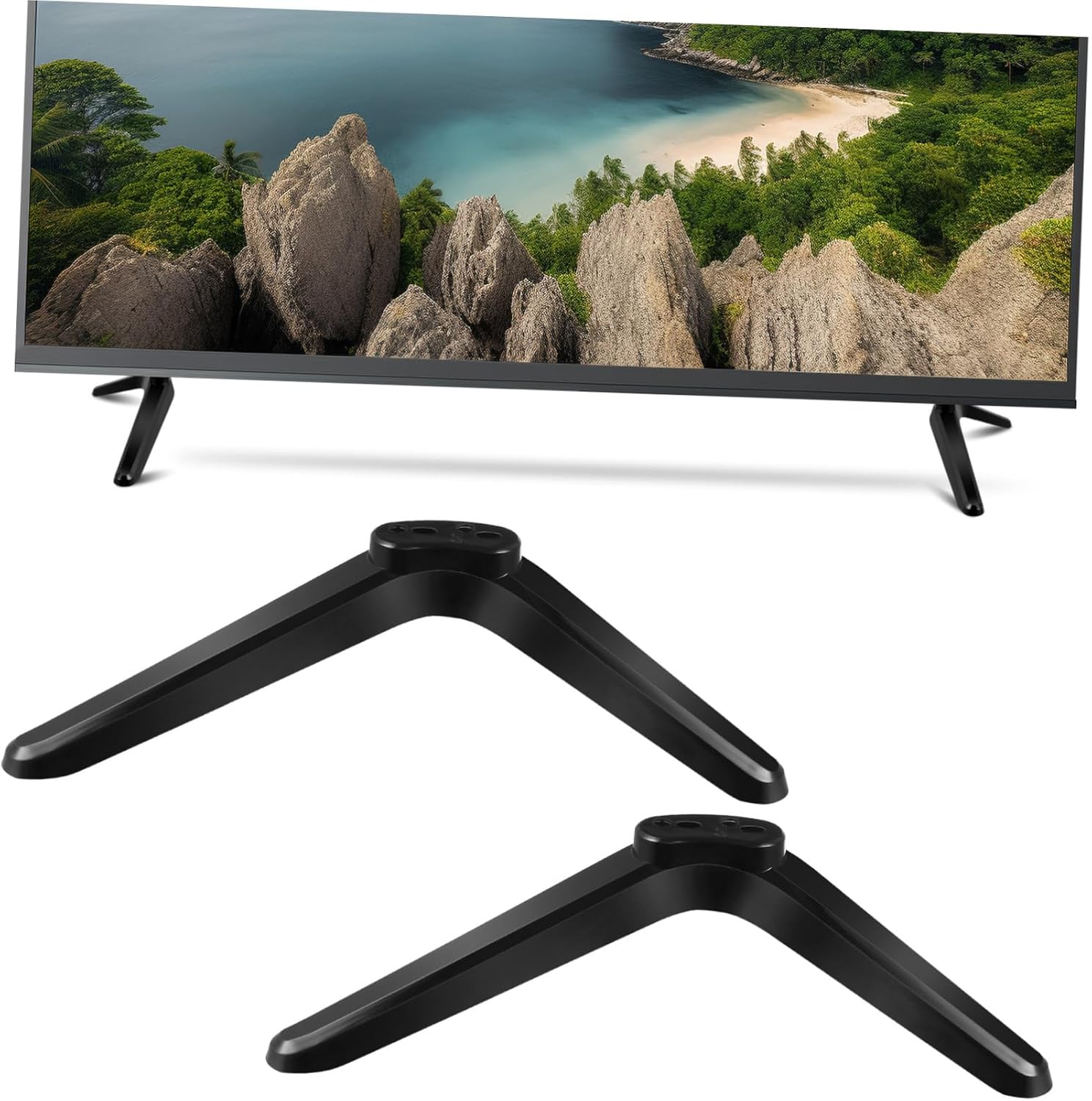 Veemoon Soporte de TV de plástico para TV, soporte para TV, soporte para TV, soporte de base de TV, soporte de soporte de escritorio para TV,