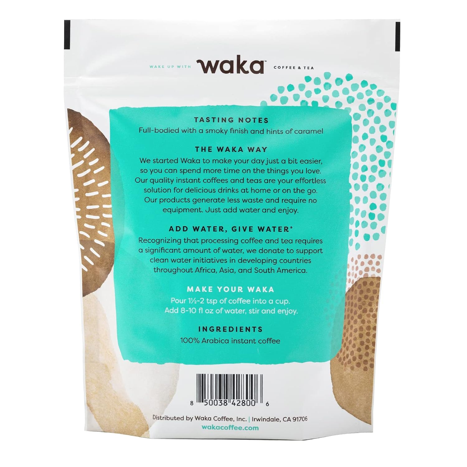 Waka – Café instantáneo de calidad, tostado oscuro, granos liofilizados etíopes 100% arábica. Bolsa a granel de 8 onzas
