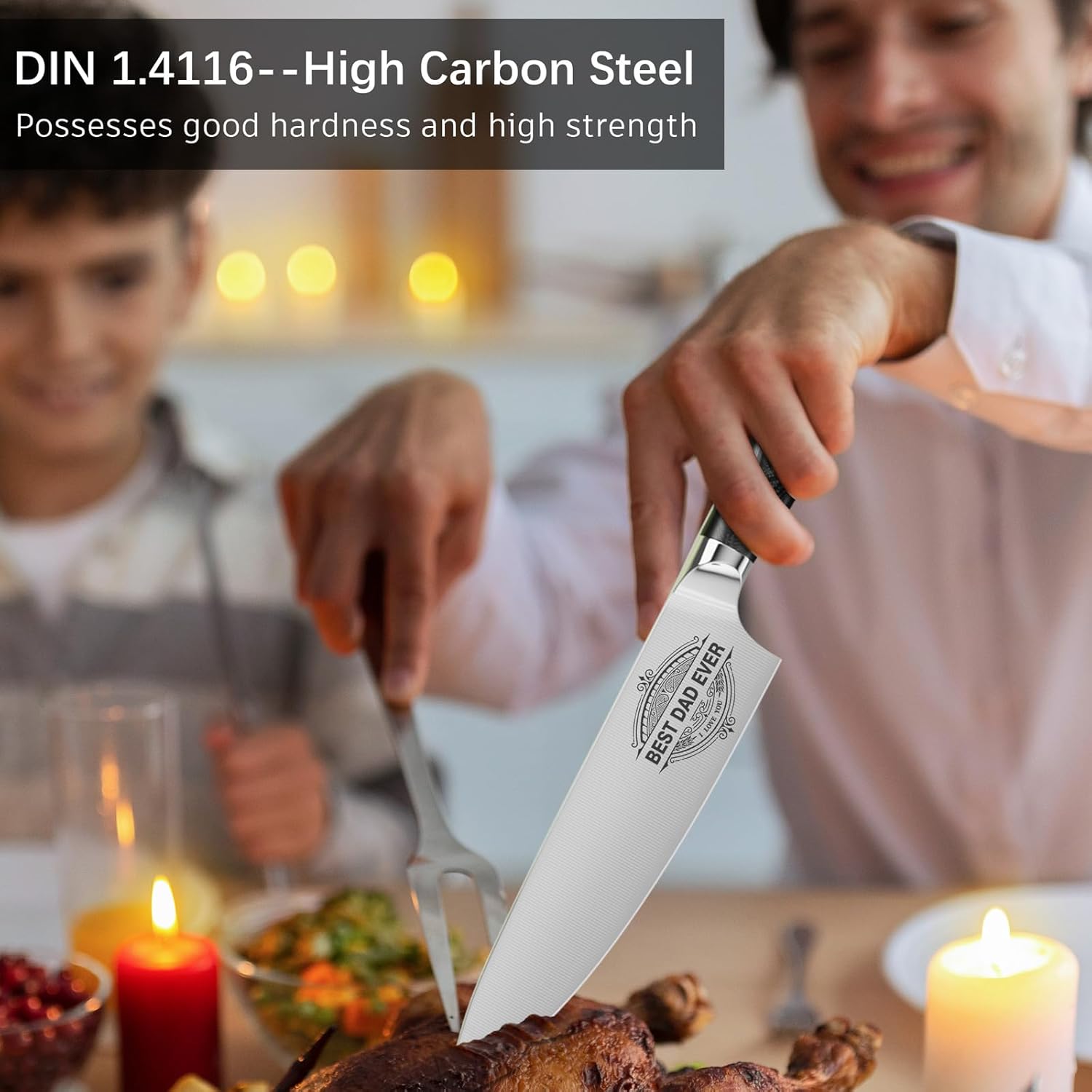 Regalos para papá de hija e hijo, cuchillo de chef “BEST DAD EVER”, Día del Padre, cumpleaños, Navidad, regalos para papá, cuchillo de chef