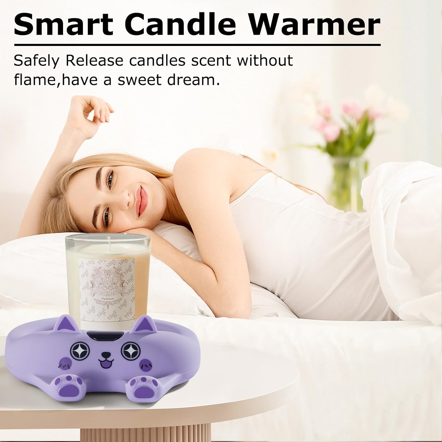 PUSEE Calentador de taza de café con apagado automático, calentador de café de 3 temperaturas para escritorio, placa calentador de velas derrite de