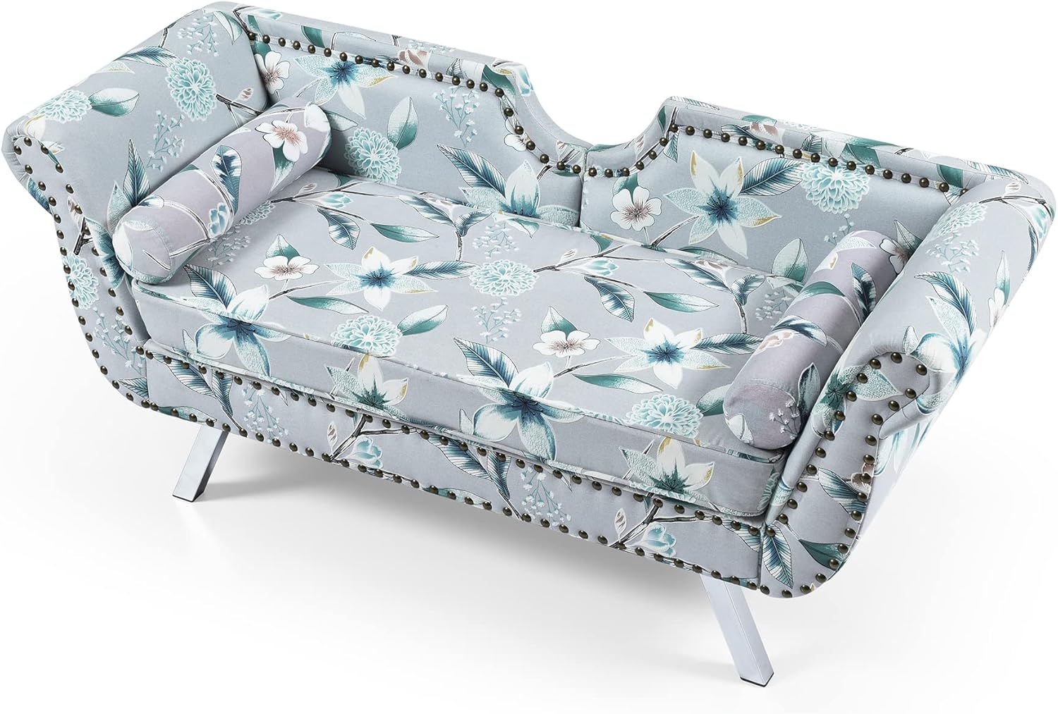 Holaki Sofá biplaza de terciopelo de 61 pulgadas, sofá Chesterfield tapizado con 2 almohadas redondas, sofá biplaza moderno de mediados de siglo con
