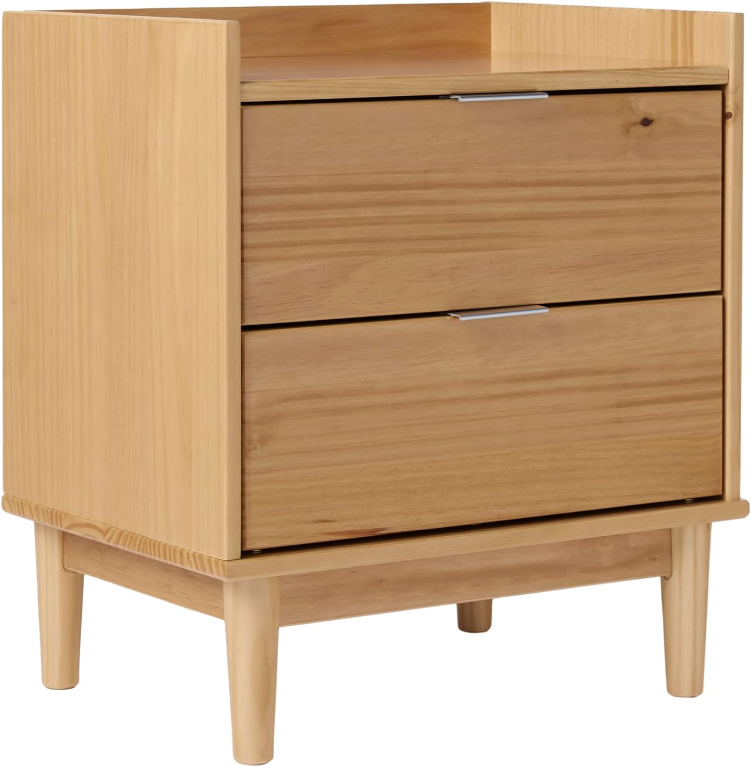Walker Edison Blythe Mid-Century – Mesita de noche moderna con 2 cajones, 20 pulgadas, pino natural