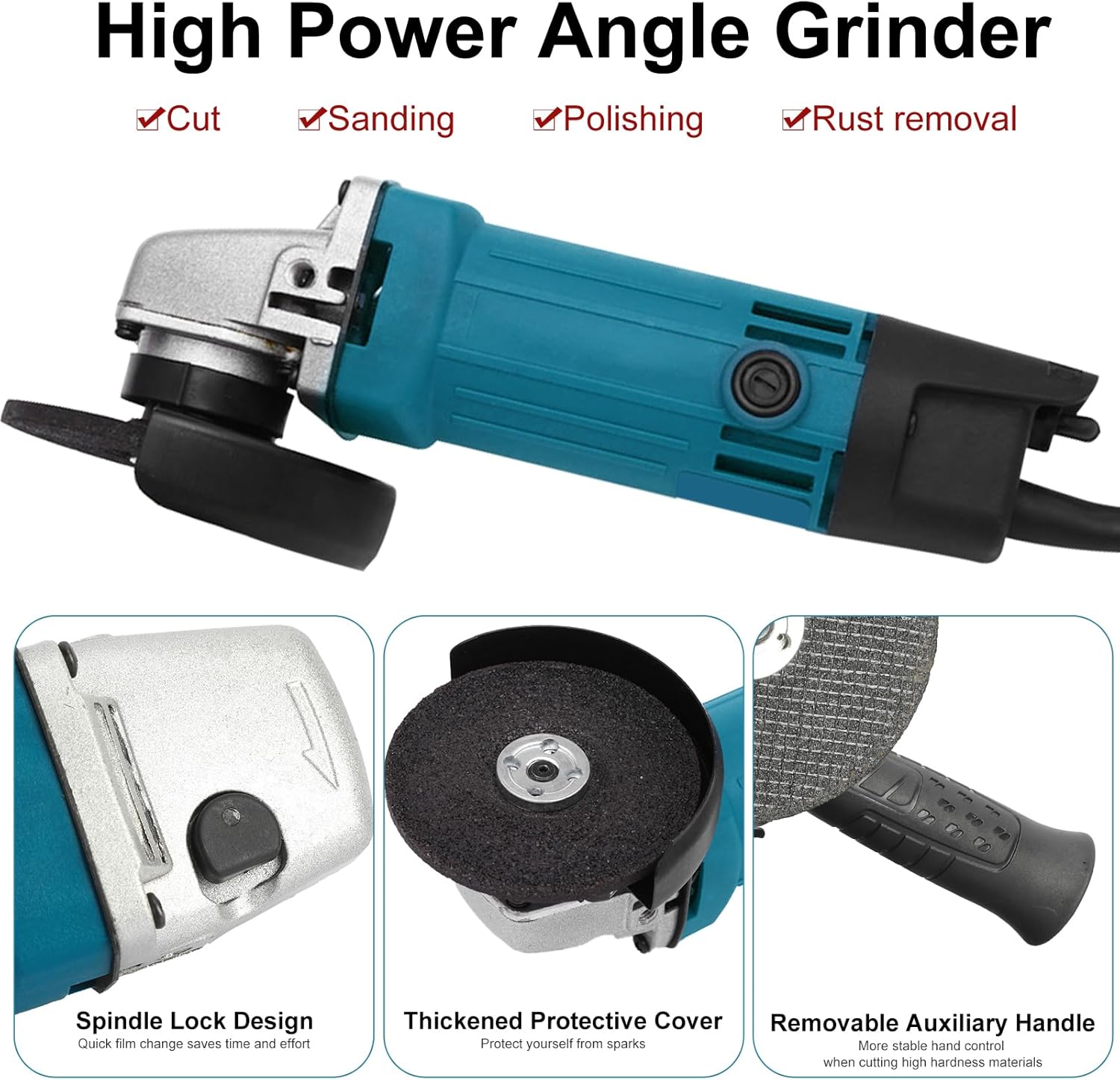 Amoladora angular, herramientas eléctricas de 3.937 in y 11000 rpm, operación con una sola mano, cortador de metal de alta potencia, amoladora