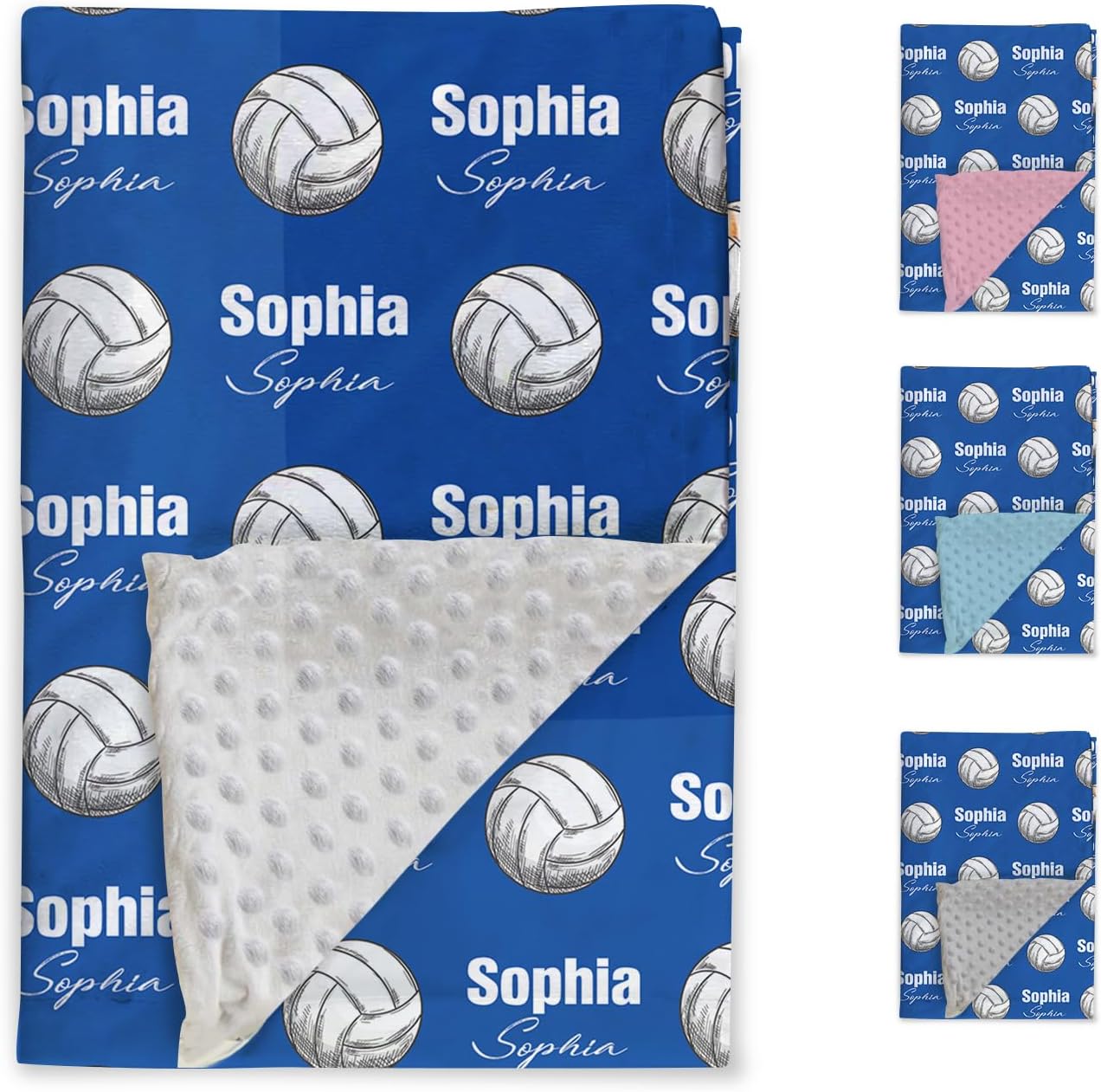 Manta de voleibol personalizada  Nombre personalizado con patrones de voleibol  Manta de franela de felpa suave con respaldo punteado de doble capa