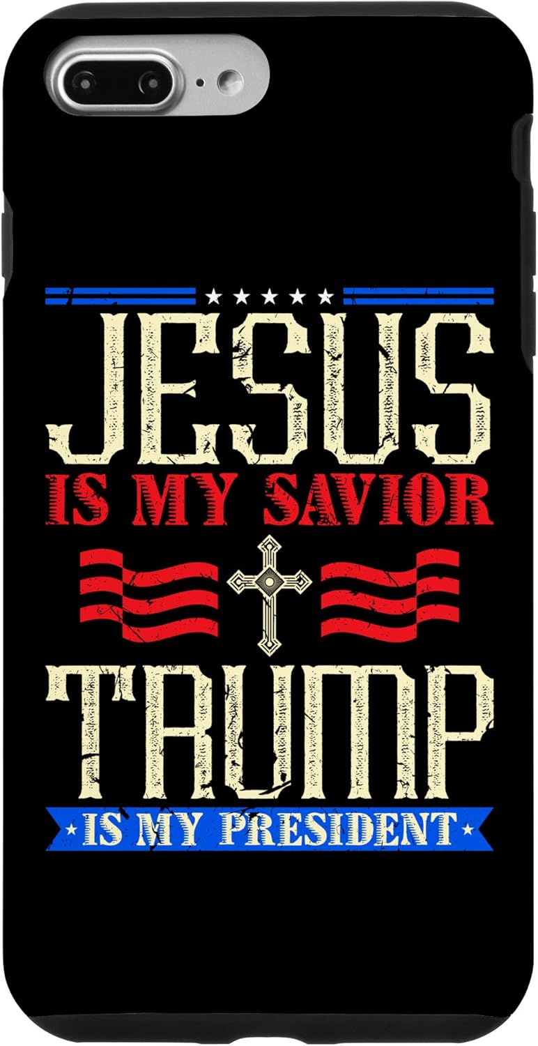 iPhone 7 Plus8 Plus Jesus Is My Saviour Trump Is My President Pro Trump Estuche de regalo