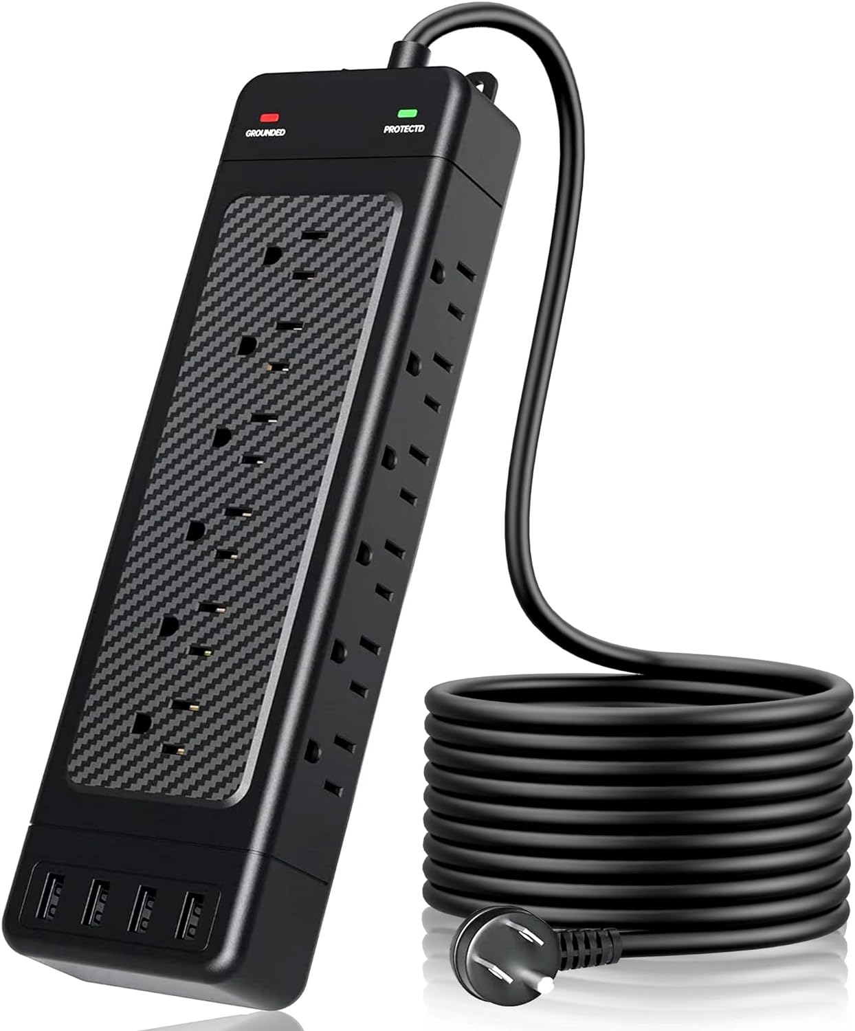 Ultimate – Protector contra sobretensiones, 18 tomas de corriente con puertos USB inteligentes, diseño de montaje en pared, cable de extensión