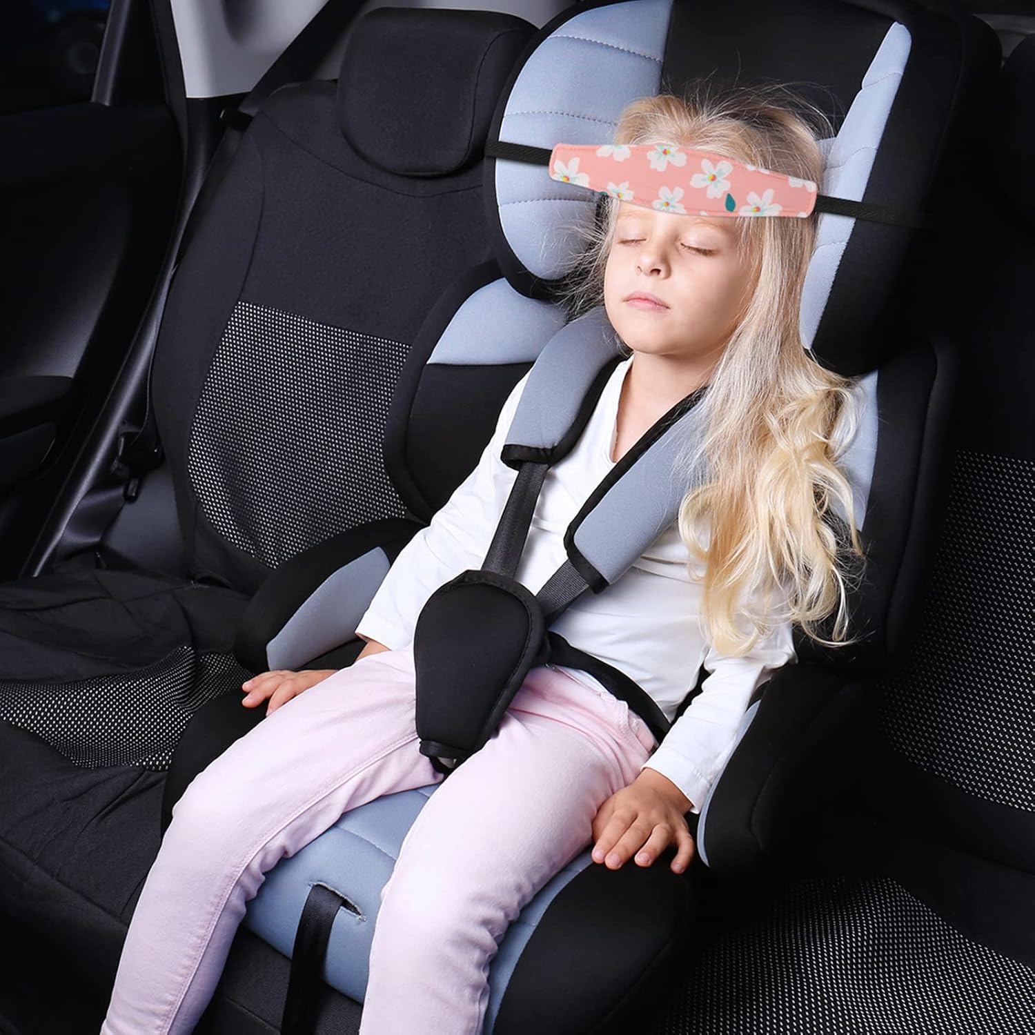 2 piezas de soporte para la cabeza del asiento de automóvil para bebé, soporte para la cabeza de los niños pequeños, correa para la cabeza,