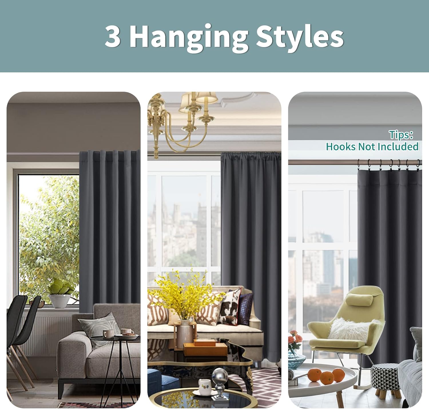 BGment Cortinas opacas 100% con aislamiento térmico para oscurecer la habitación, 54 pulgadas de largo para dormitorio, bolsillo para barra y