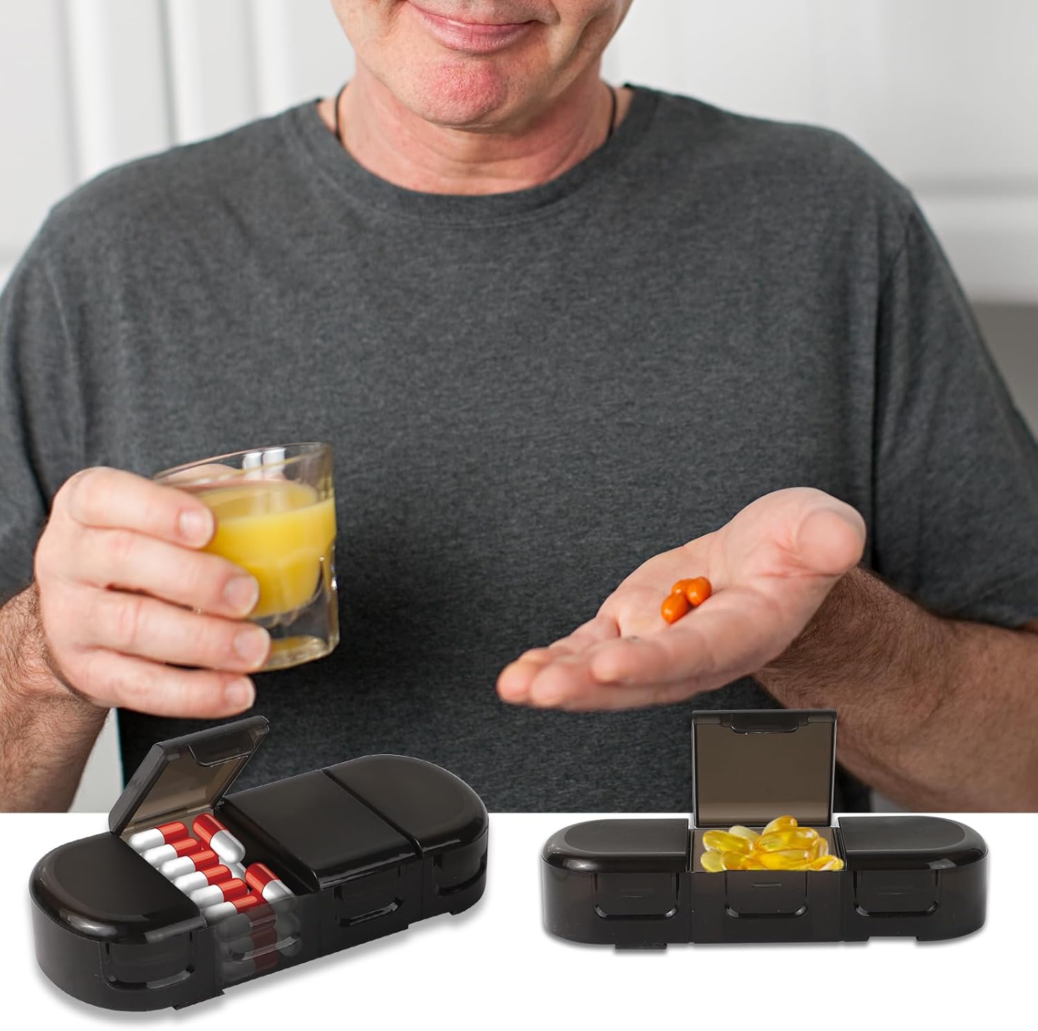 Pastillero diario con 7 compartimentos, organizador de pastillas de viaje, pastillero desmontable para bolsillo de bolso para guardar vitaminas,
