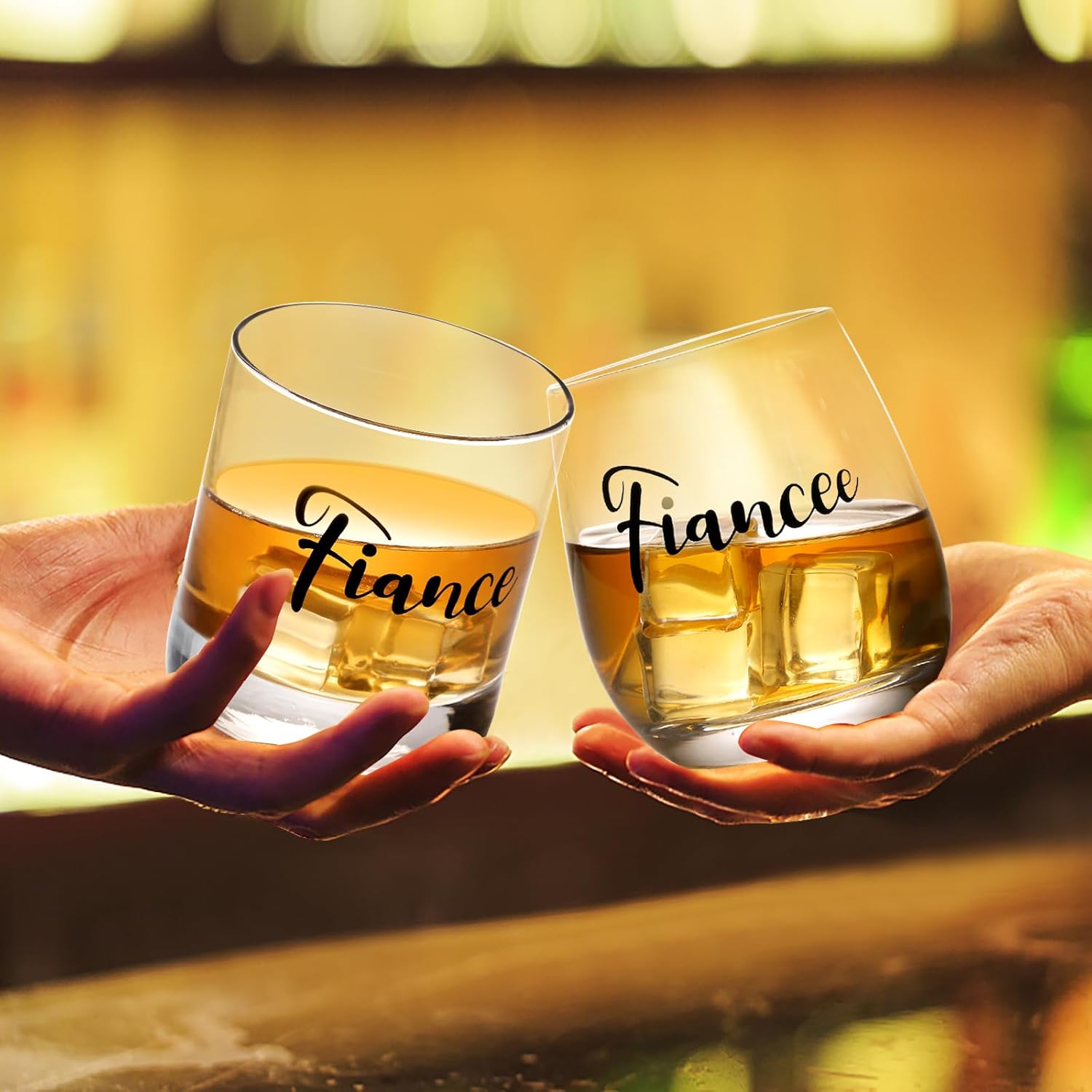 Regalos de compromiso para parejas, juego de regalo de copa de whisky de vino de 11 onzas, regalos para mujeres, para él y ella, prometida, vasos de