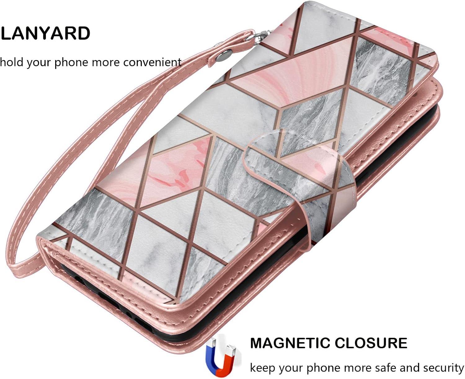 NJJEX Funda tipo cartera para iPhone XR, para iPhone XR, piel sintética 9 ranuras para tarjetas Soporte de crédito de identificación desmontable
