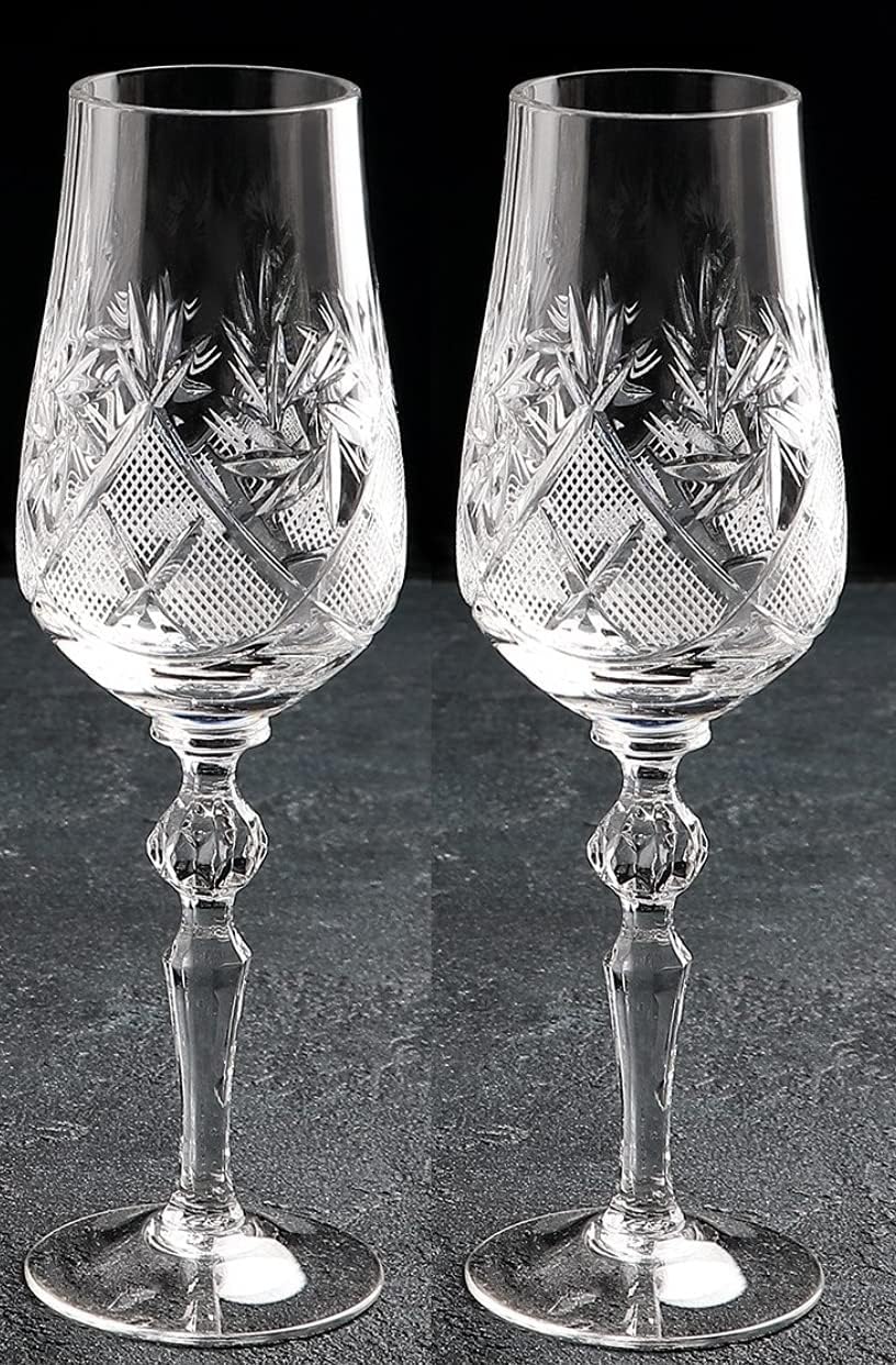 Copas de copa de champán de cristal vintage hechas a mano, flautas de brindis de boda, juego de 2