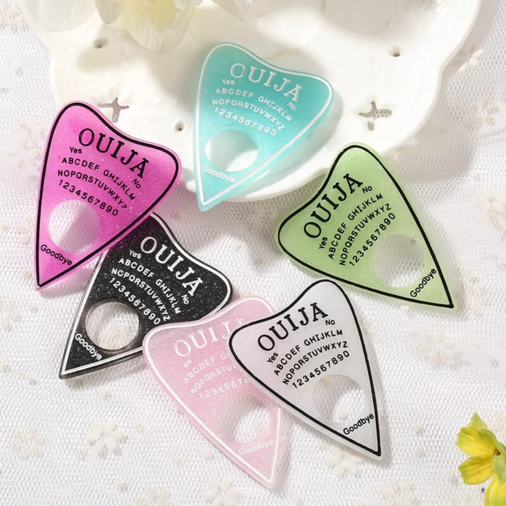 SEBOYKING 10 dijes de Navidad espeluznantes ataúd bola de cristal Ouija adornos de sombrero de parte trasera plana, abalorios acrílicos para hacer