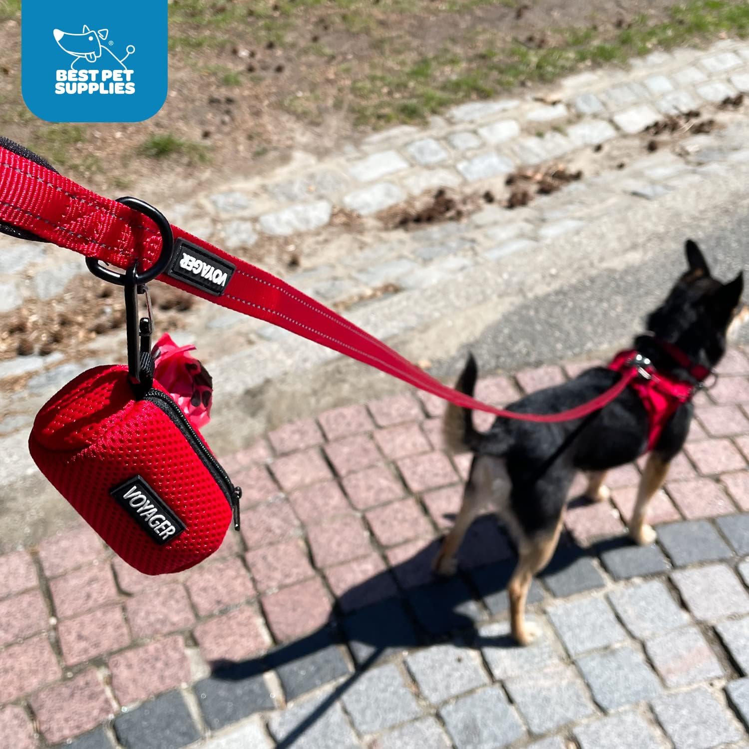 Best Pet Supplies Dispensador de bolsas para excremento de perro, con enganche para correa, varios colores, de malla, reutilizable, para viaje,