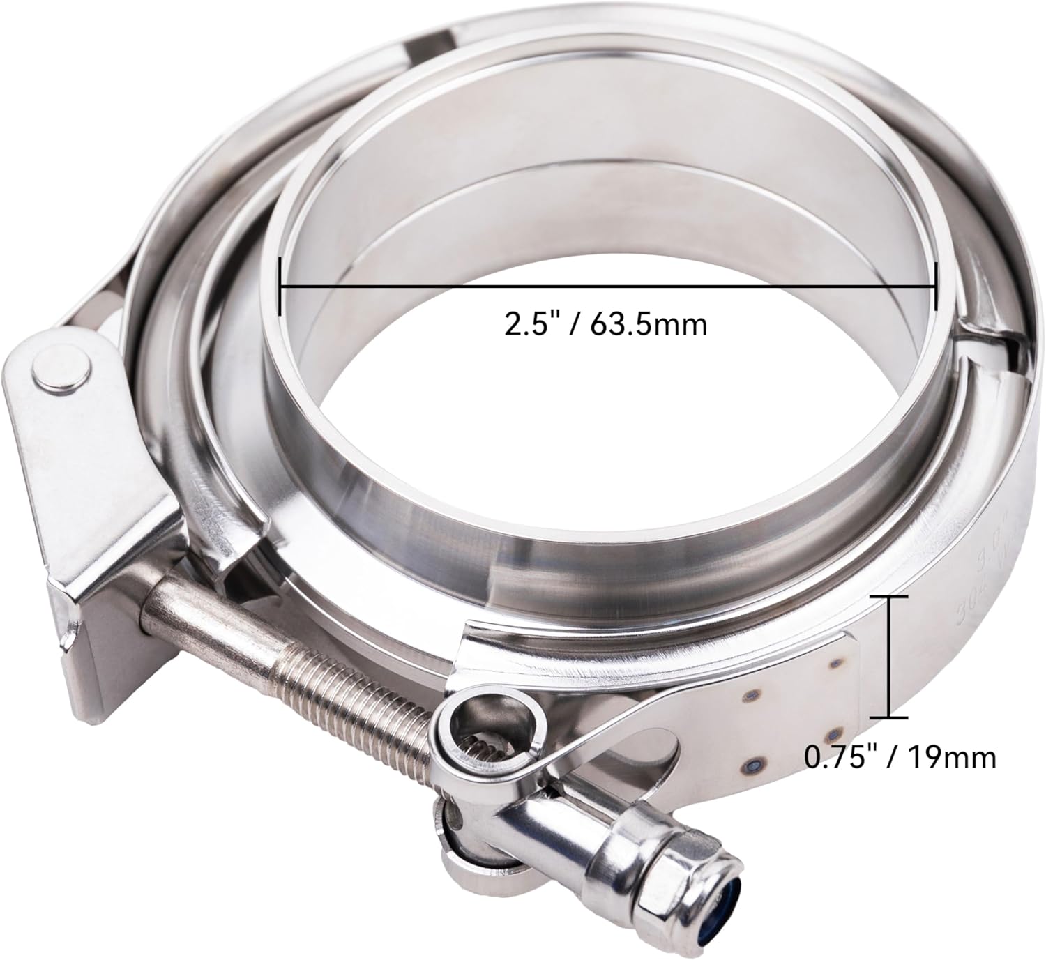 Abrazadera de escape turbo de acero inoxidable 304 de liberación rápida de 2.5 pulgadas con brida hembra macho